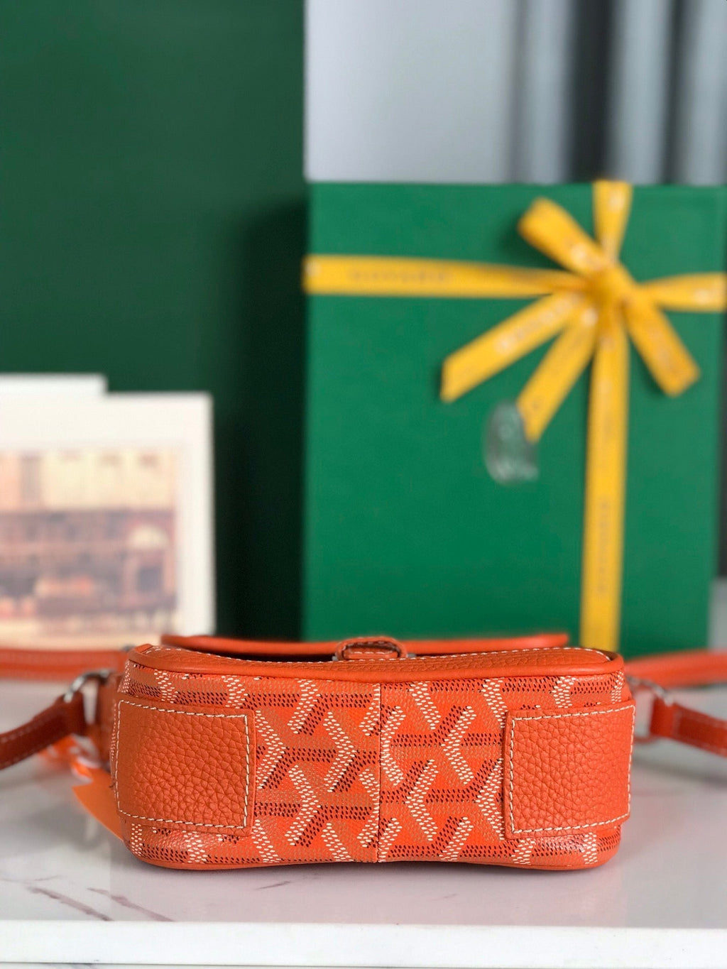 GOYARD GRAND BLEU 16 IN ORANGE GOYARDINE CANVAS AND LAMBSKIN