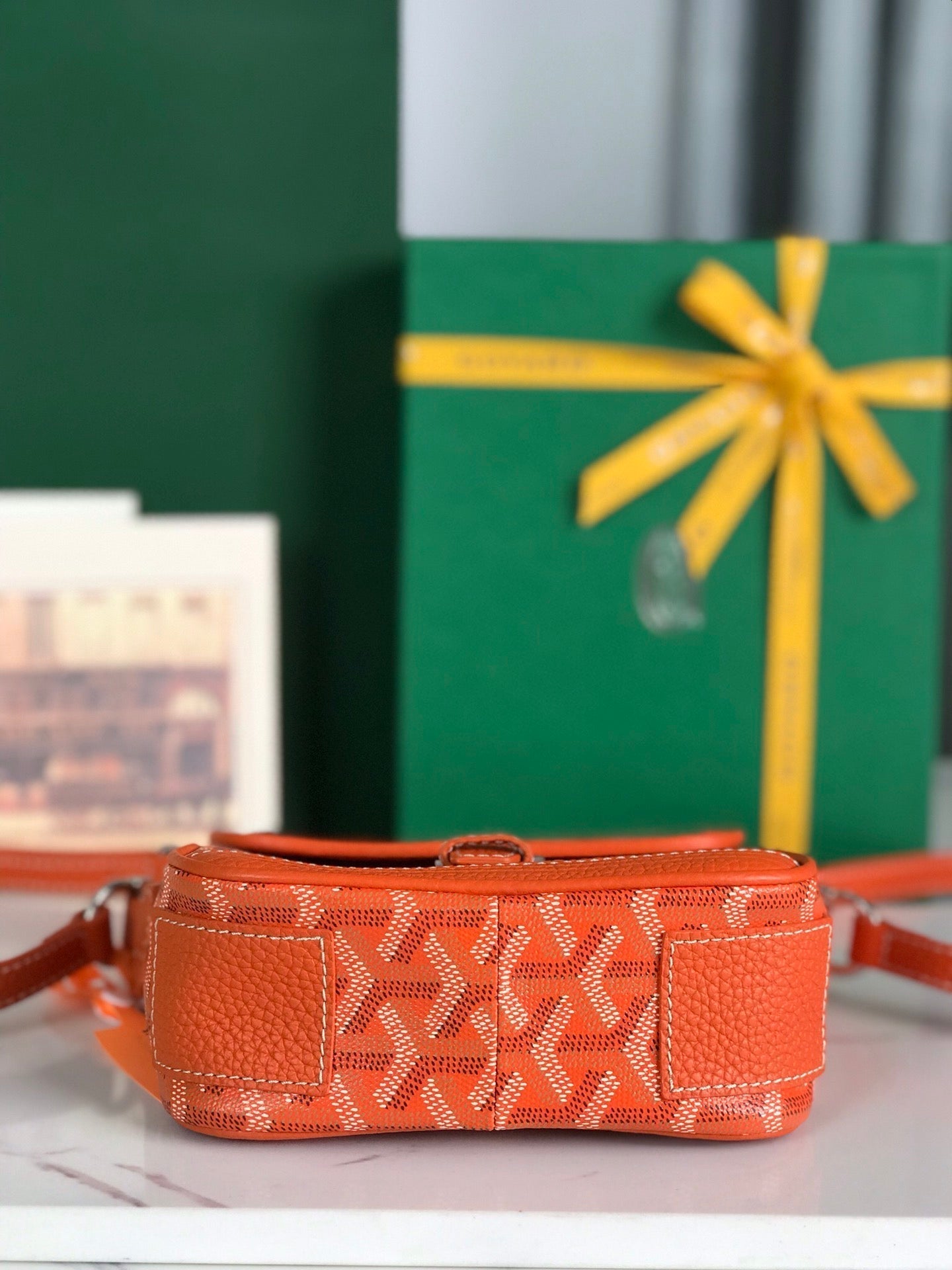 GOYARD GRAND BLEU 16 IN ORANGE GOYARDINE CANVAS AND LAMBSKIN