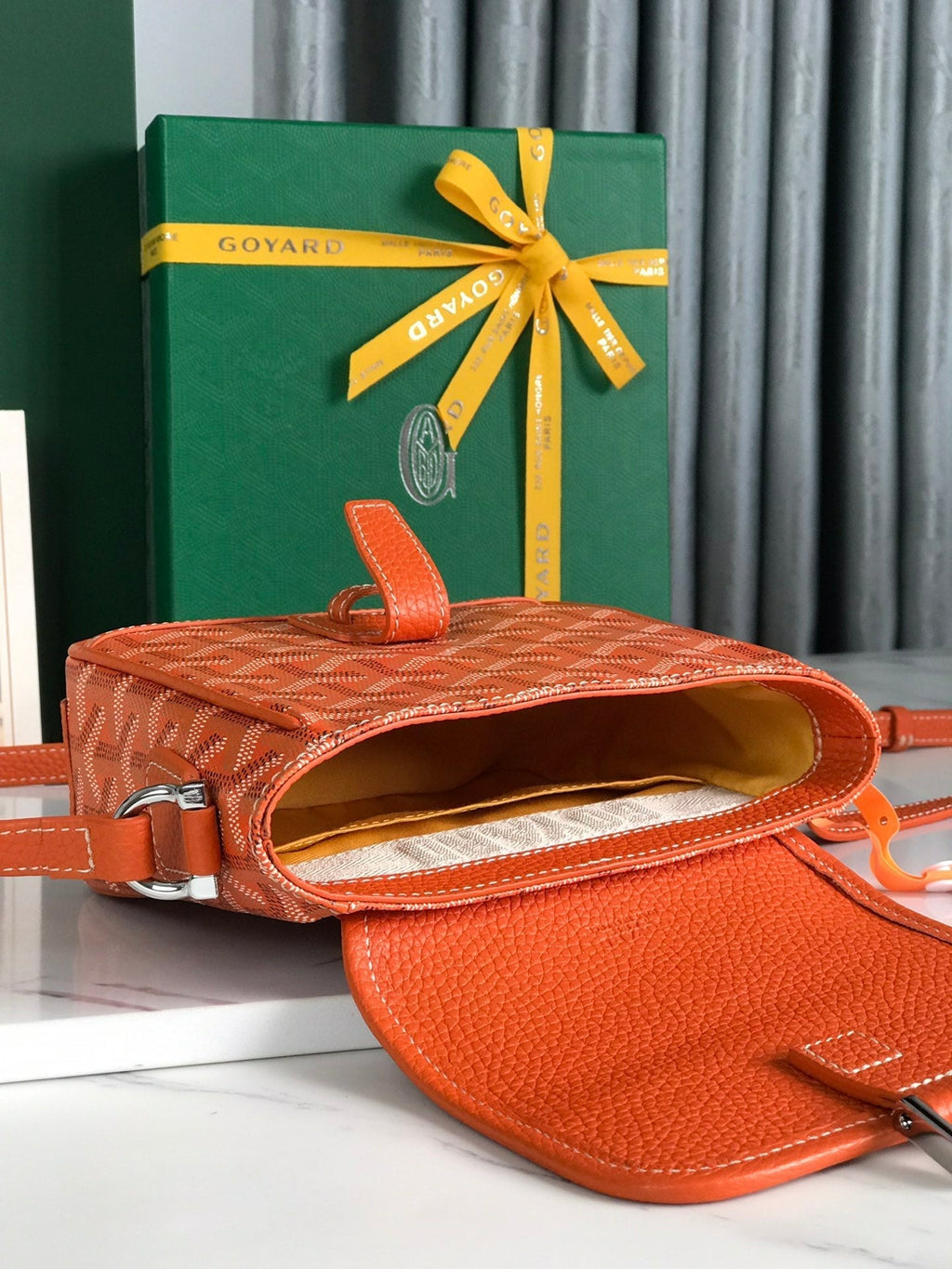 GOYARD GRAND BLEU 16 IN ORANGE GOYARDINE CANVAS AND LAMBSKIN