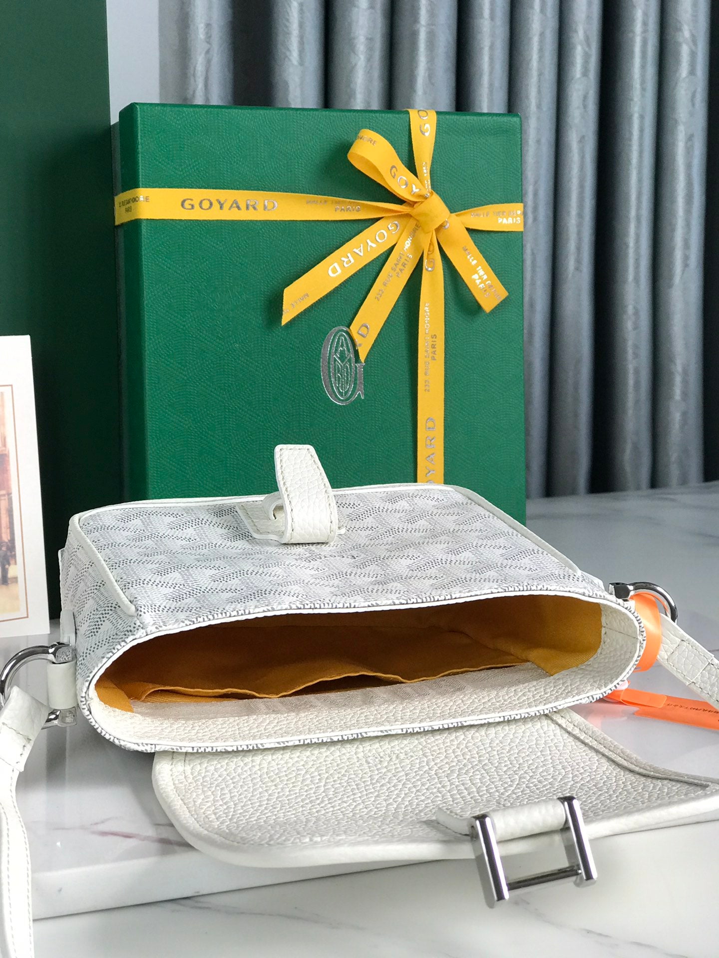 GOYARD GRAND BLEU 16 IN WHITE GOYARDINE CANVAS AND LAMBSKIN