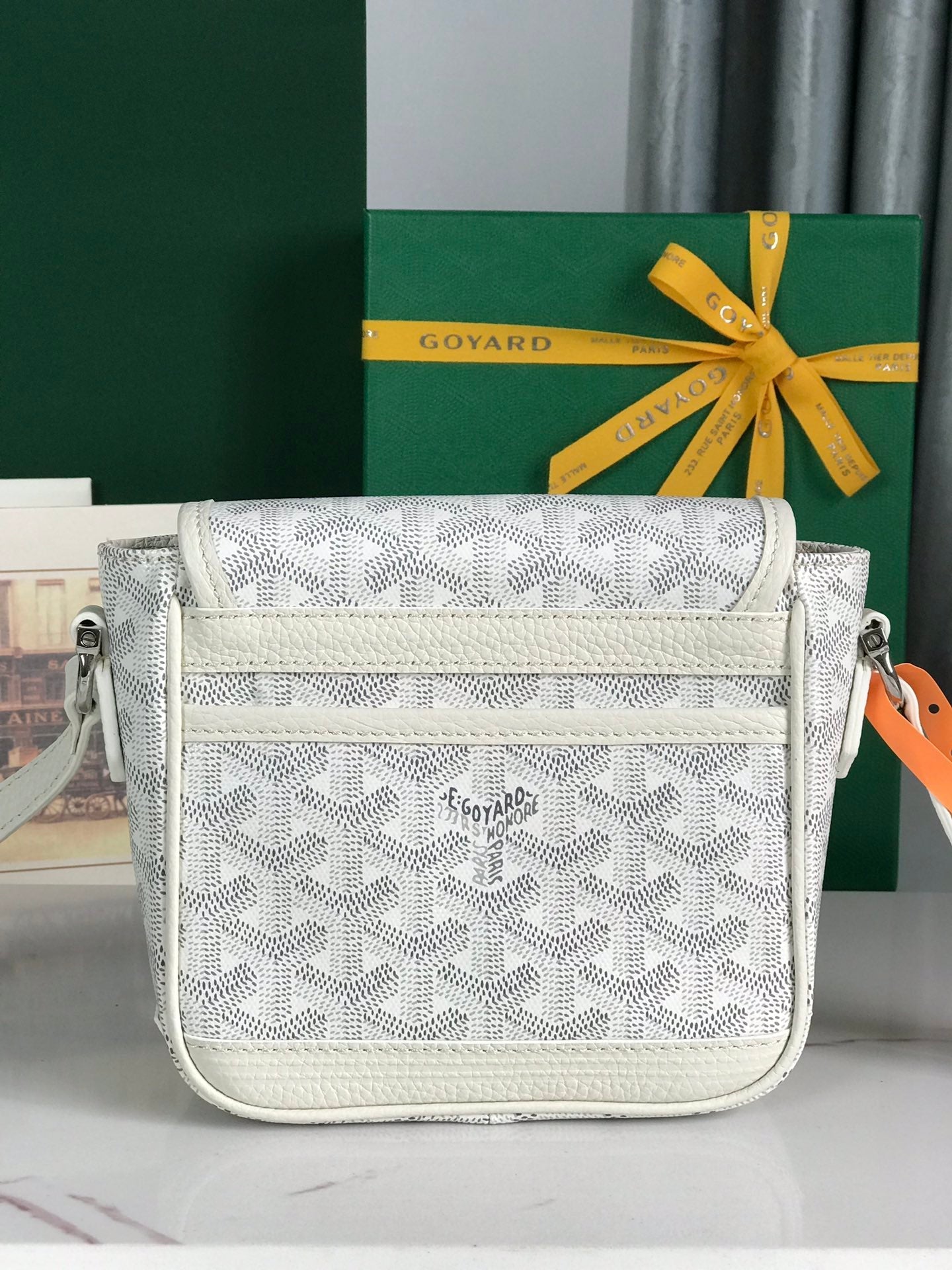GOYARD GRAND BLEU 16 IN WHITE GOYARDINE CANVAS AND LAMBSKIN