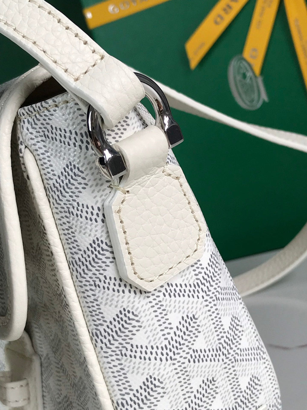 GOYARD GRAND BLEU 16 IN WHITE GOYARDINE CANVAS AND LAMBSKIN