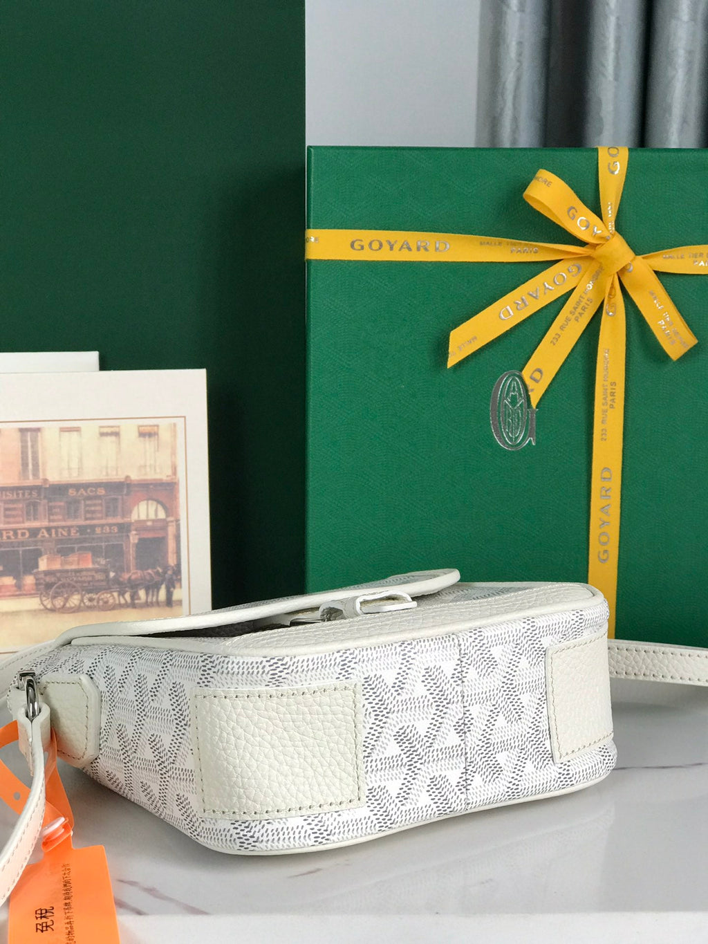 GOYARD GRAND BLEU 16 IN WHITE GOYARDINE CANVAS AND LAMBSKIN