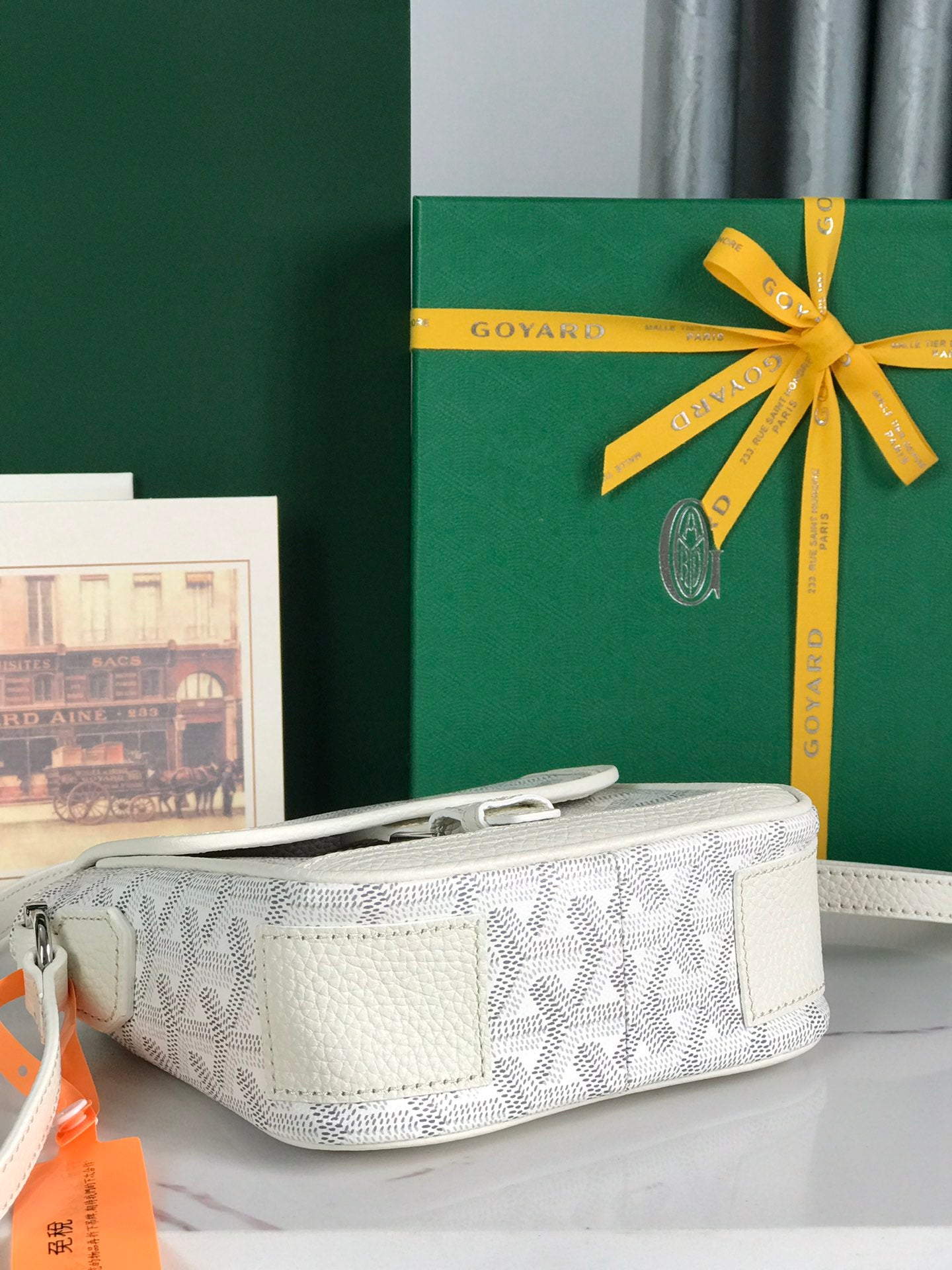 GOYARD GRAND BLEU 16 IN WHITE GOYARDINE CANVAS AND LAMBSKIN