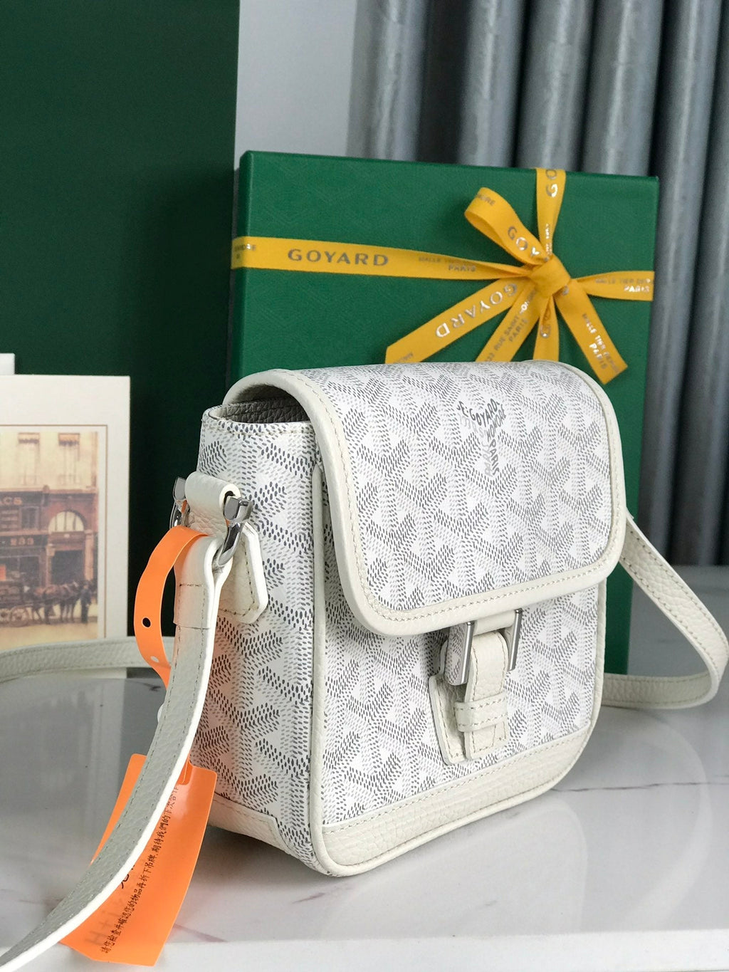 GOYARD GRAND BLEU 16 IN WHITE GOYARDINE CANVAS AND LAMBSKIN