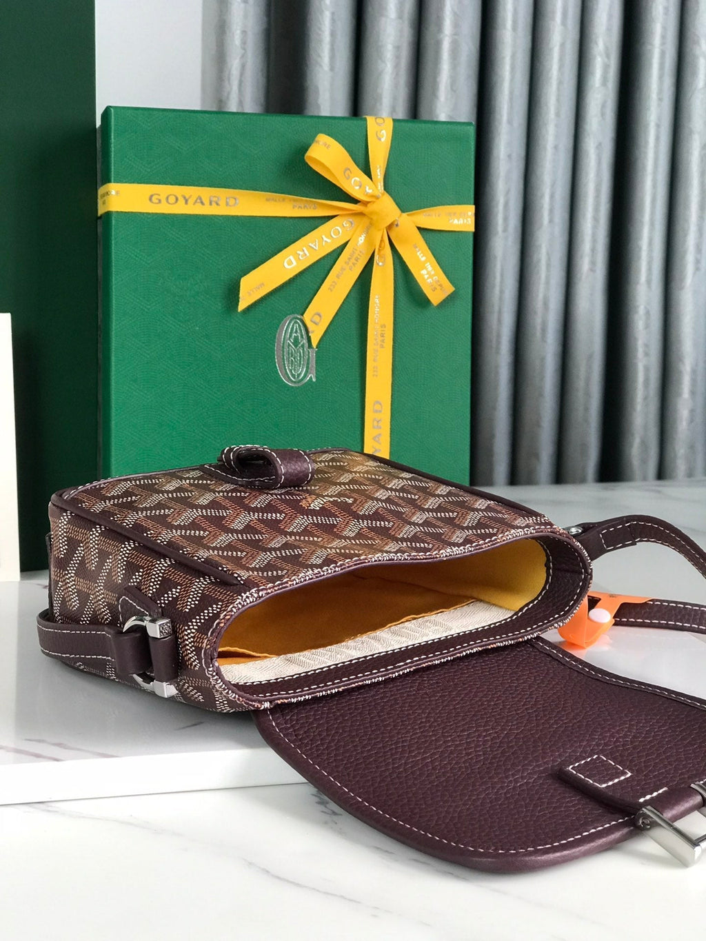 GOYARD GRAND BLEU 16 IN WINE RED GOYARDINE CANVAS AND LAMBSKIN