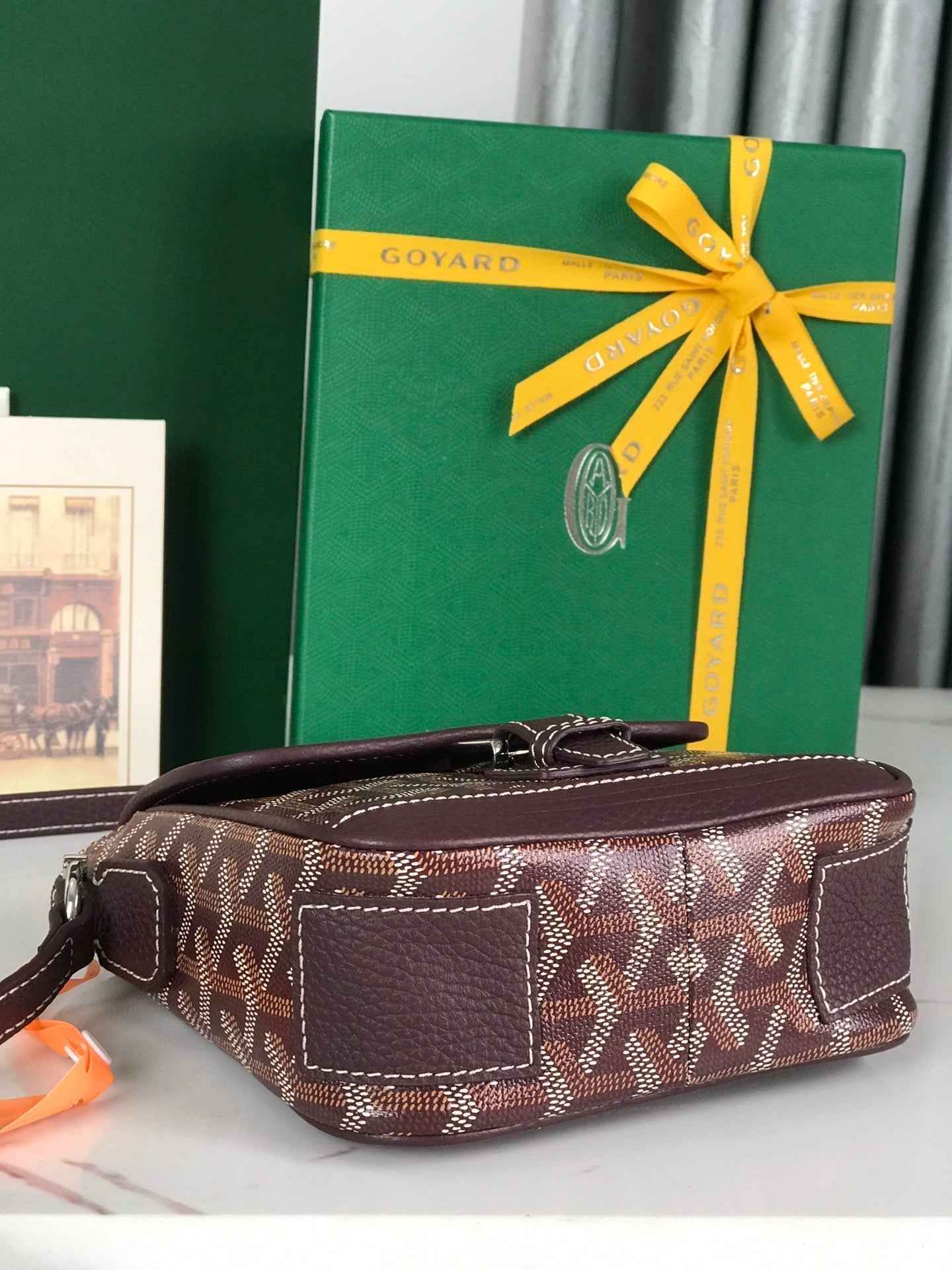 GOYARD GRAND BLEU 16 IN WINE RED GOYARDINE CANVAS AND LAMBSKIN