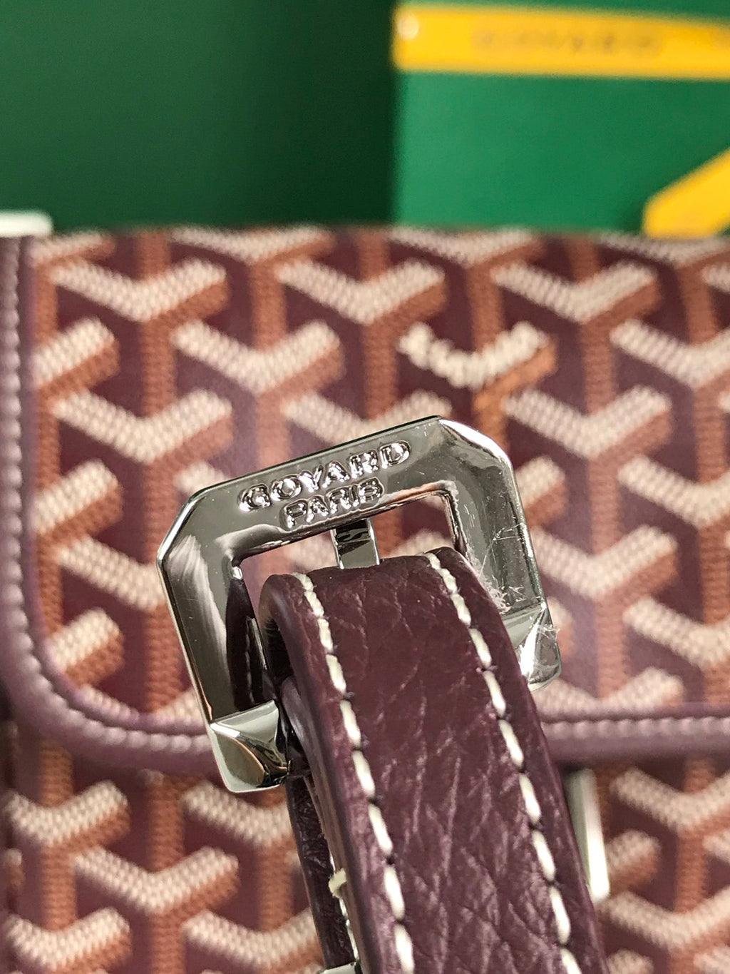 GOYARD GRAND BLEU 16 IN WINE RED GOYARDINE CANVAS AND LAMBSKIN