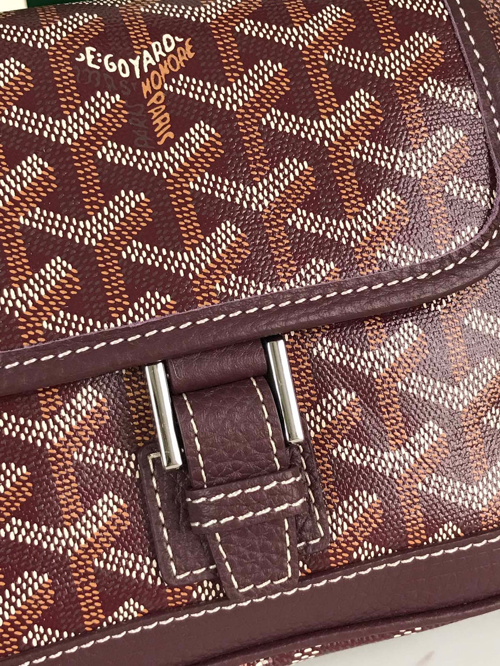 GOYARD GRAND BLEU 16 IN WINE RED GOYARDINE CANVAS AND LAMBSKIN