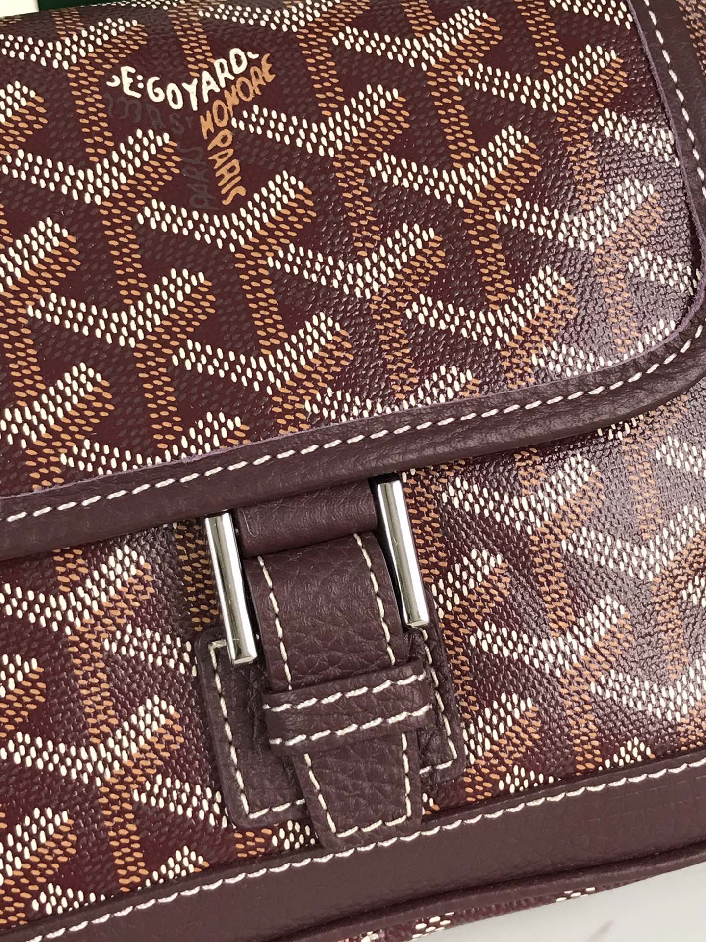 GOYARD GRAND BLEU 16 IN WINE RED GOYARDINE CANVAS AND LAMBSKIN