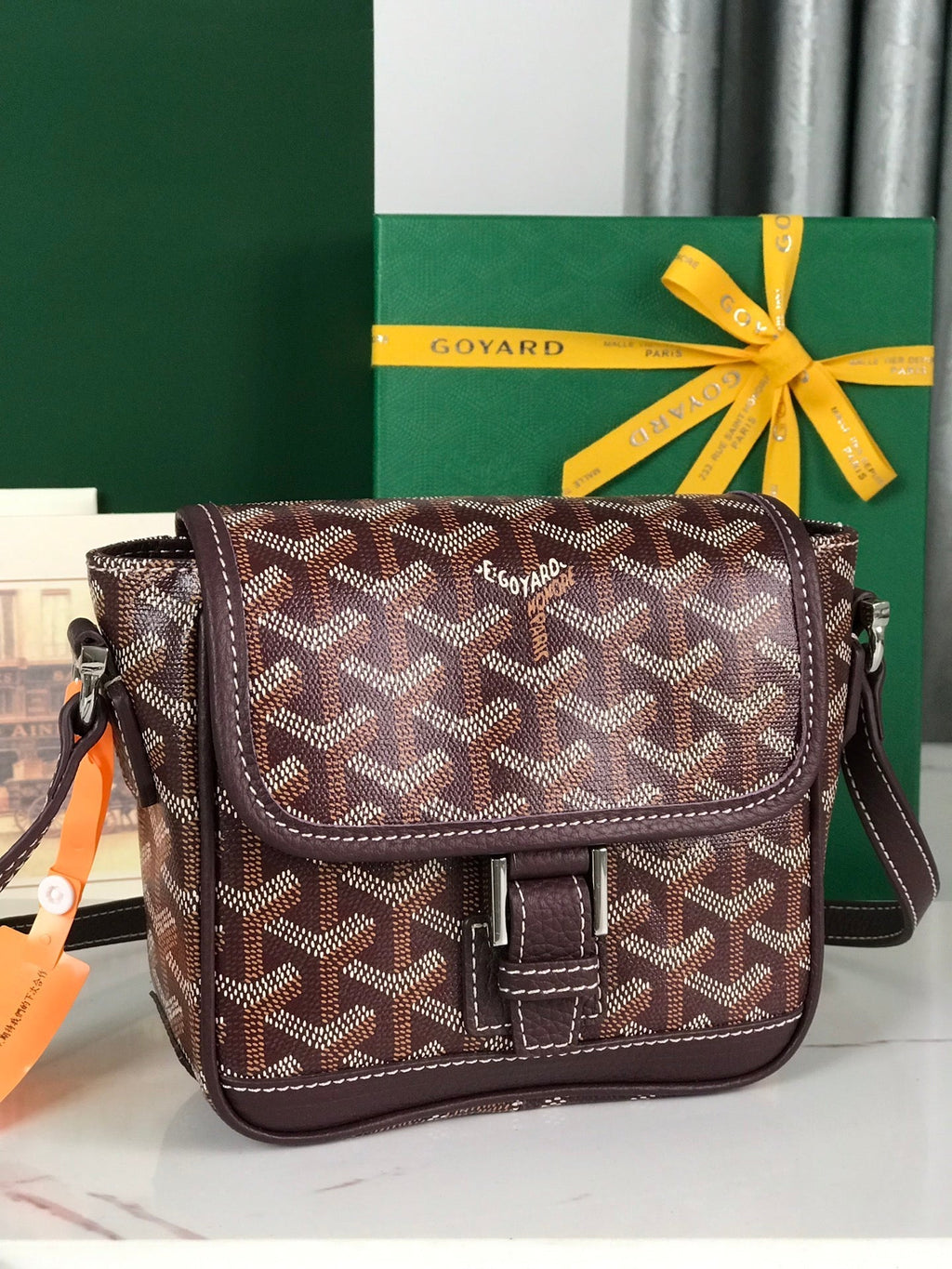 GOYARD GRAND BLEU 16 IN WINE RED GOYARDINE CANVAS AND LAMBSKIN