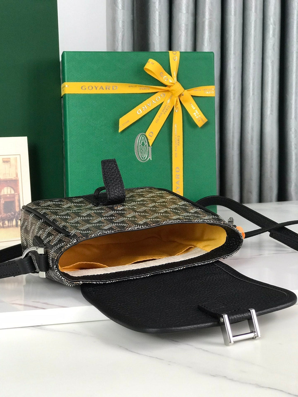 GOYARD GRAND BLEU 16 IN BLACK GOYARDINE CANVAS AND LAMBSKIN