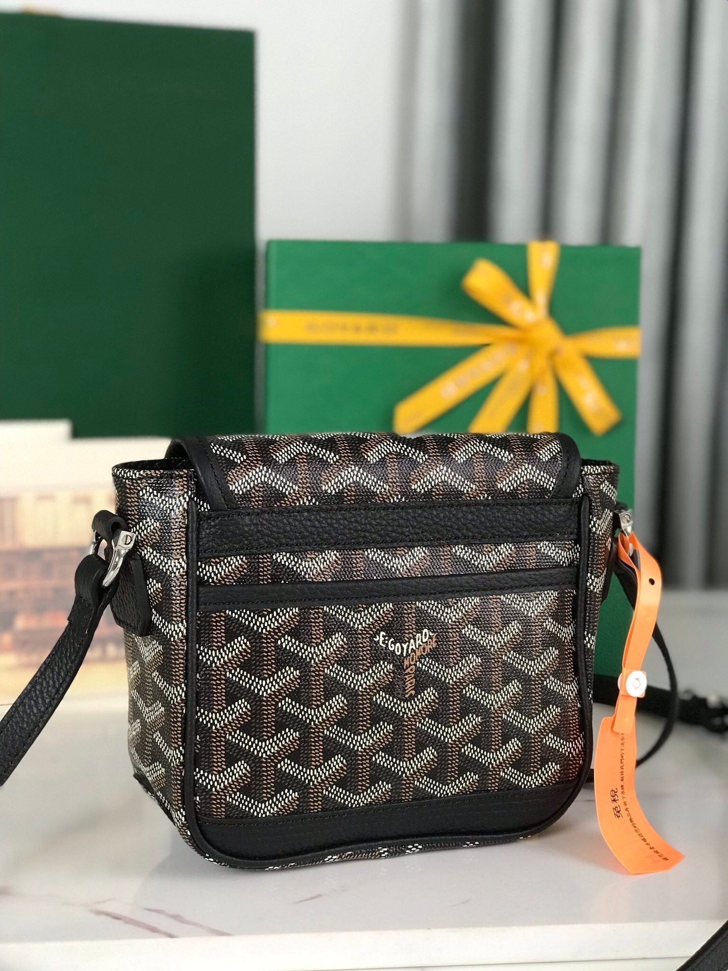 GOYARD GRAND BLEU 16 IN BLACK GOYARDINE CANVAS AND LAMBSKIN