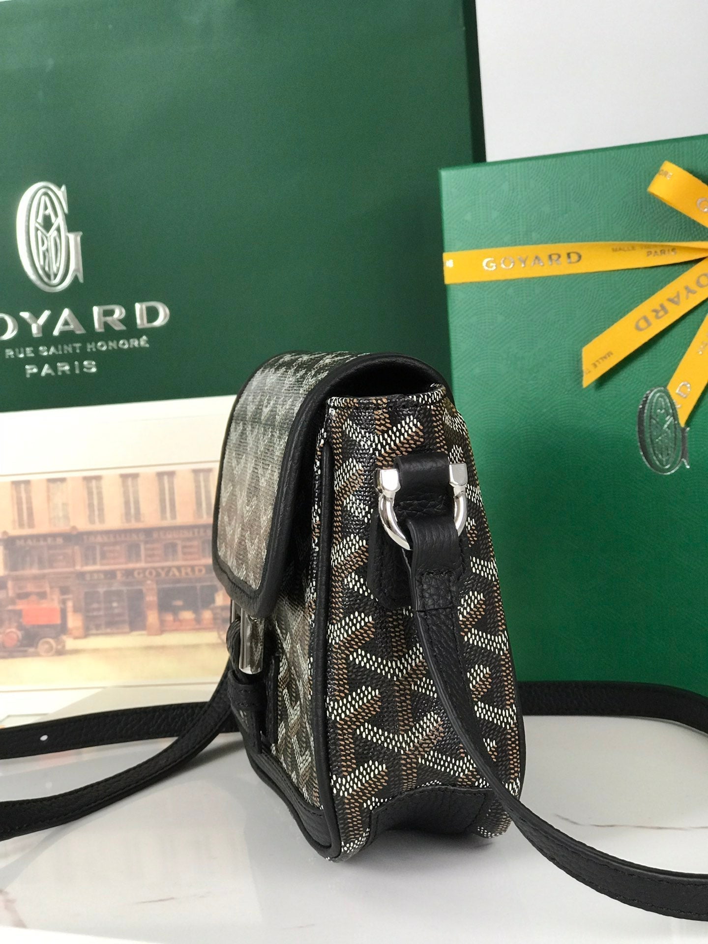 GOYARD GRAND BLEU 16 IN BLACK GOYARDINE CANVAS AND LAMBSKIN