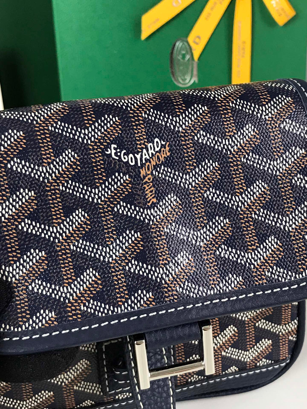 GOYARD GRAND BLEU 16 IN NAVY BLUE GOYARDINE CANVAS AND LAMBSKIN