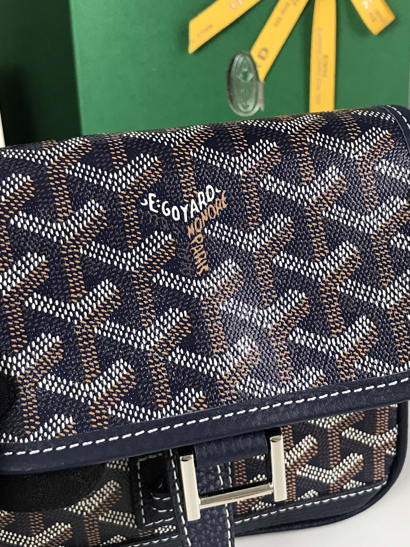 GOYARD GRAND BLEU 16 IN NAVY BLUE GOYARDINE CANVAS AND LAMBSKIN