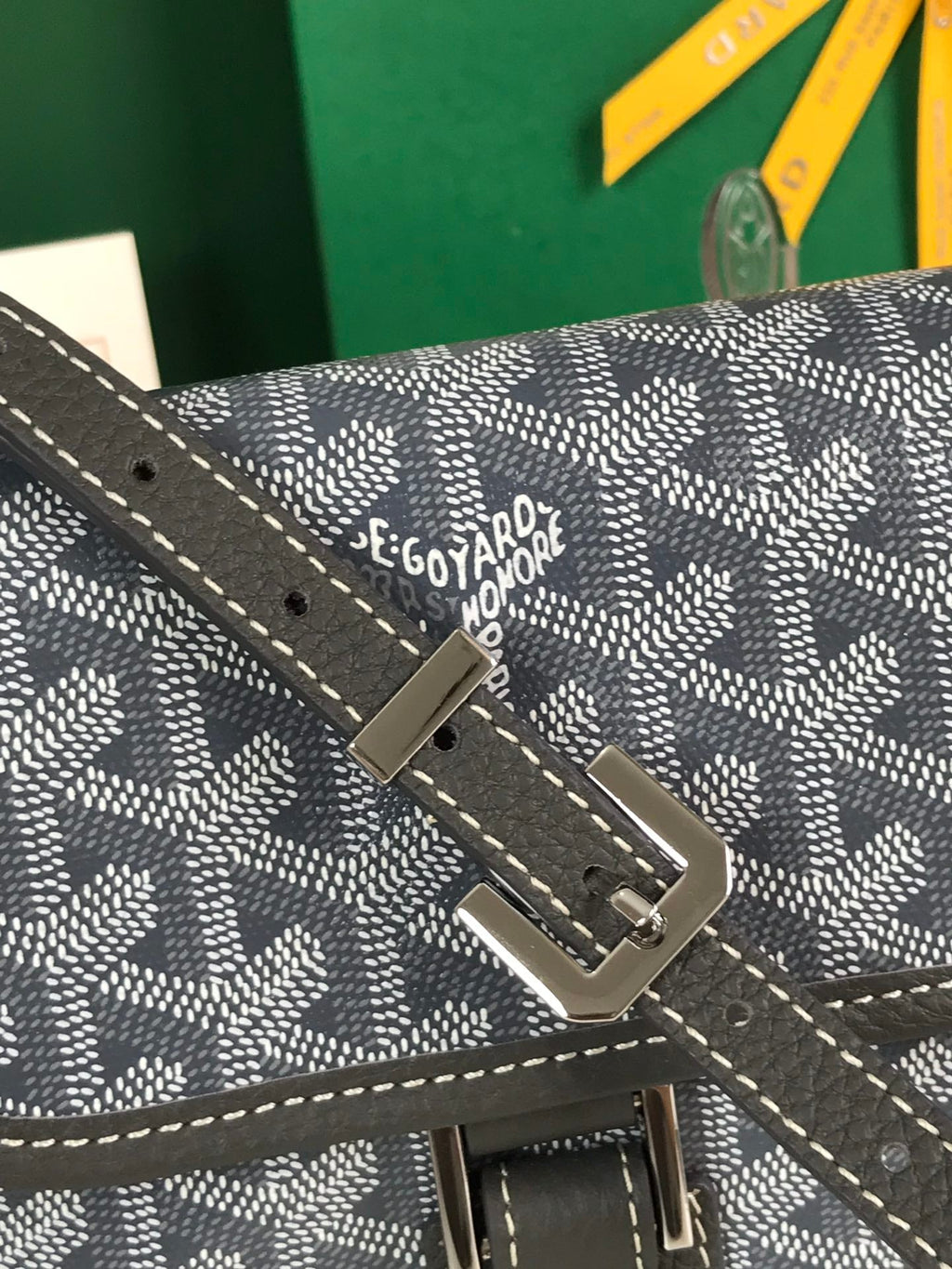 GOYARD GRAND BLEU 16 IN GRAY GOYARDINE CANVAS AND LAMBSKIN