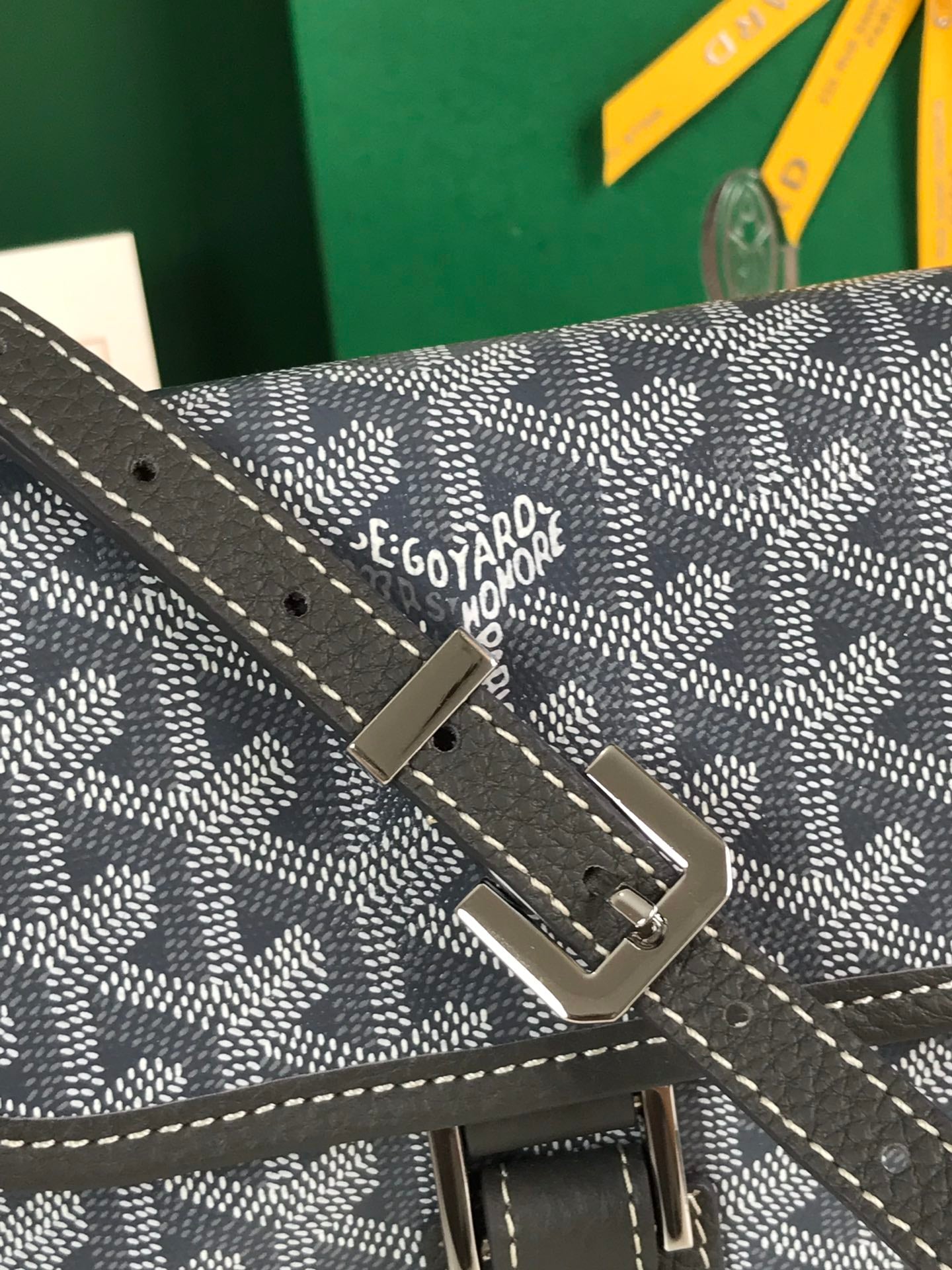 GOYARD GRAND BLEU 16 IN GRAY GOYARDINE CANVAS AND LAMBSKIN