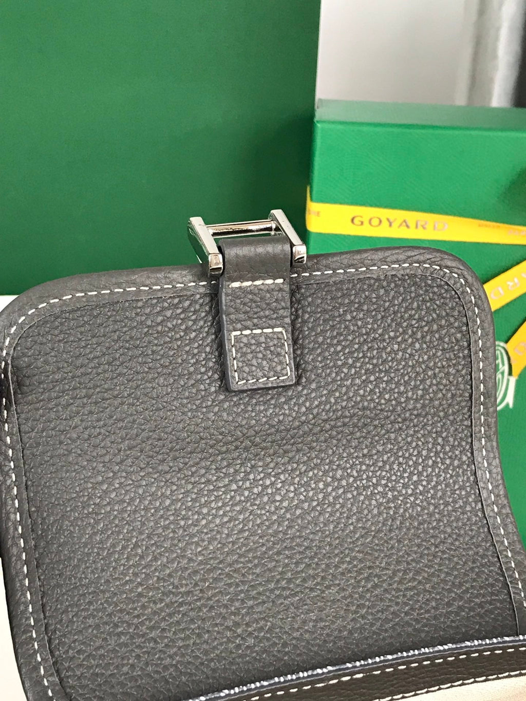 GOYARD GRAND BLEU 16 IN GRAY GOYARDINE CANVAS AND LAMBSKIN