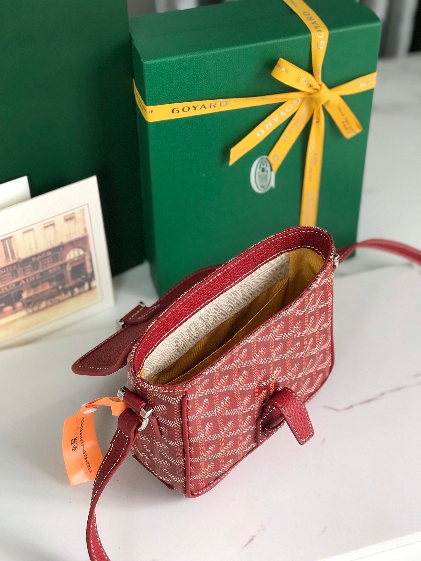 GOYARD GRAND BLEU 16 IN CLASSIC RED GOYARDINE CANVAS AND LAMBSKIN
