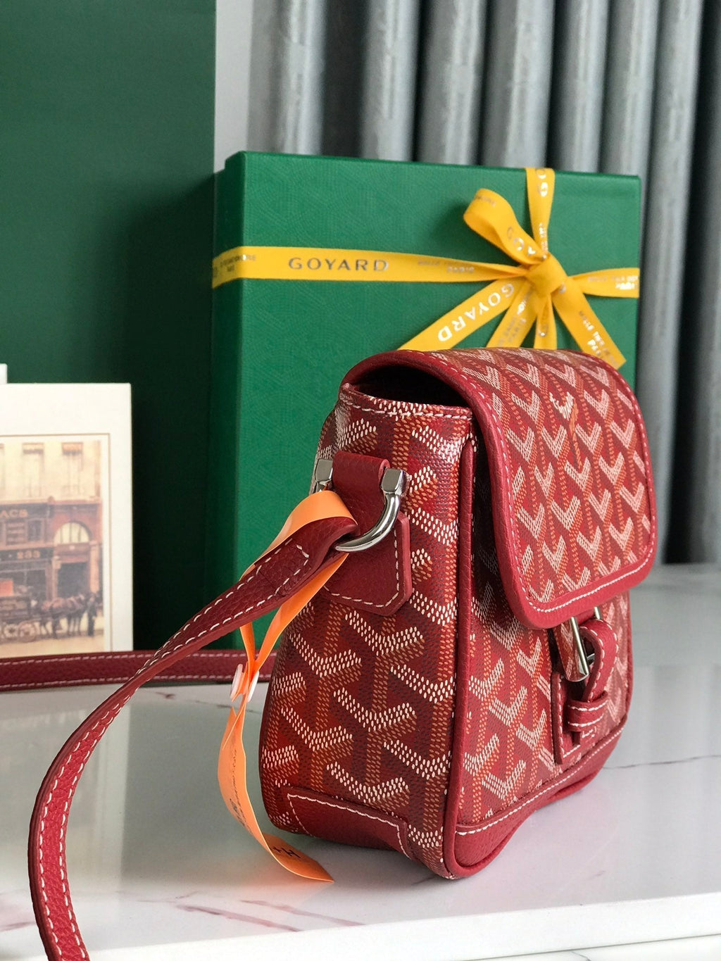 GOYARD GRAND BLEU 16 IN CLASSIC RED GOYARDINE CANVAS AND LAMBSKIN