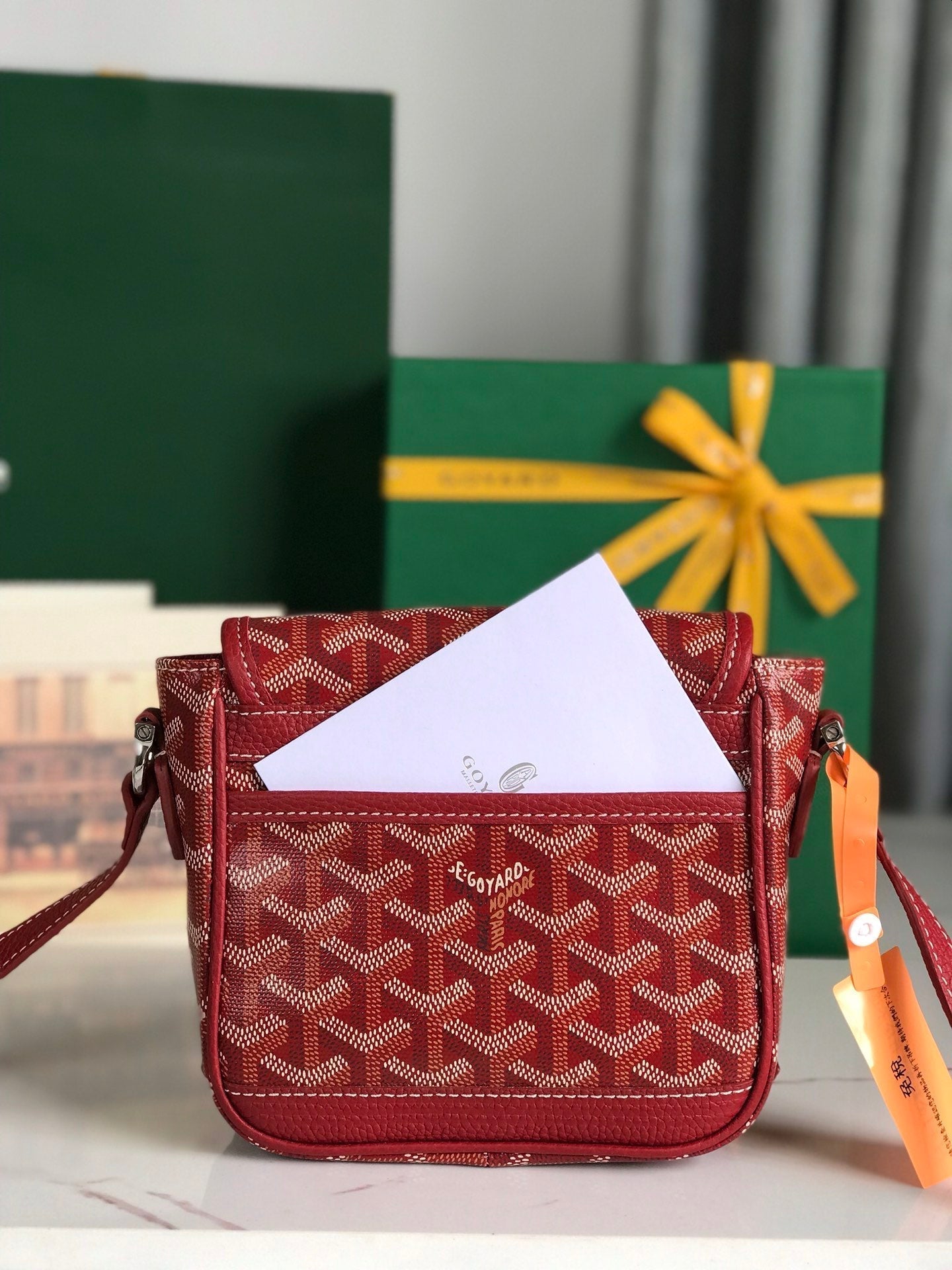 GOYARD GRAND BLEU 16 IN CLASSIC RED GOYARDINE CANVAS AND LAMBSKIN