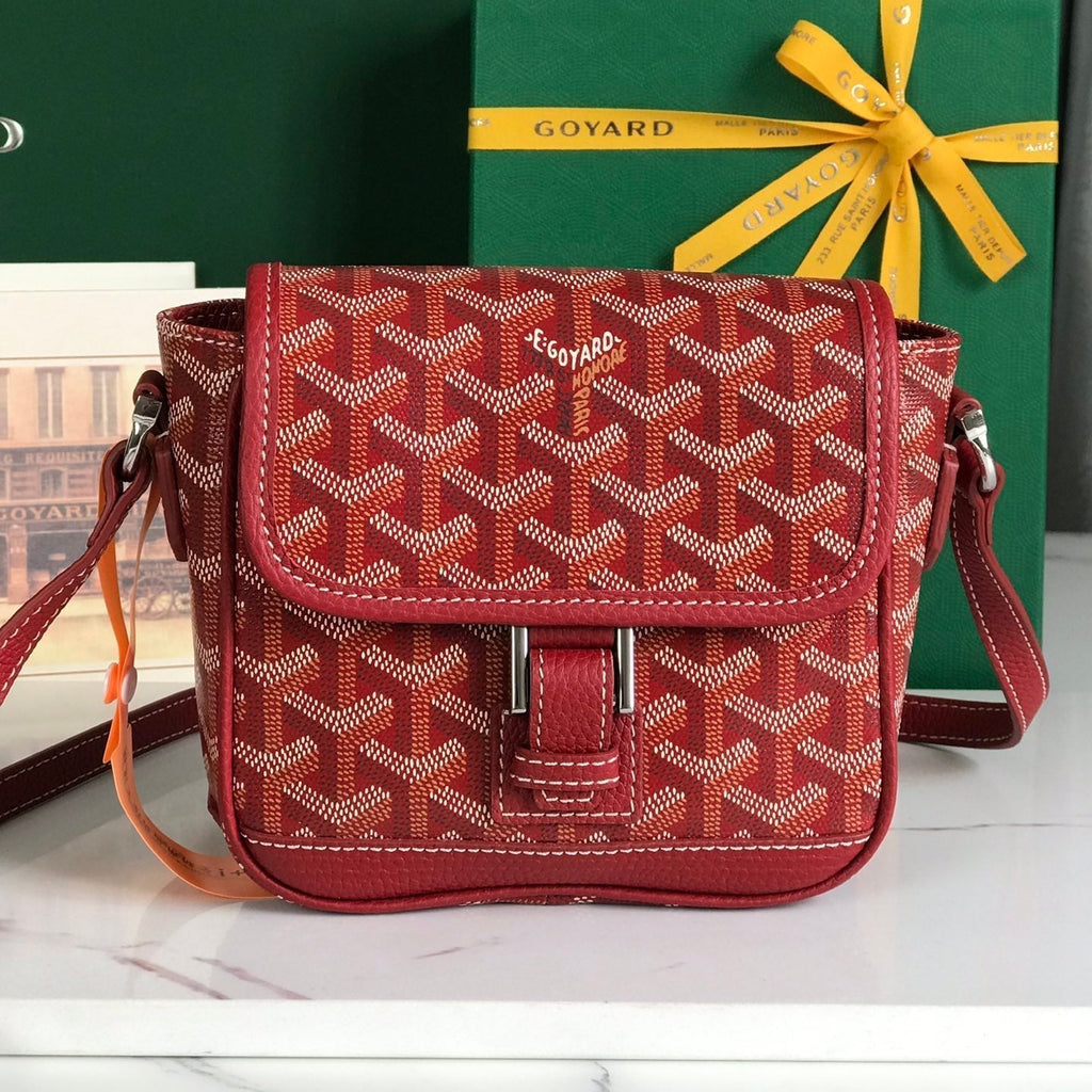 GOYARD GRAND BLEU 16 IN CLASSIC RED GOYARDINE CANVAS AND LAMBSKIN