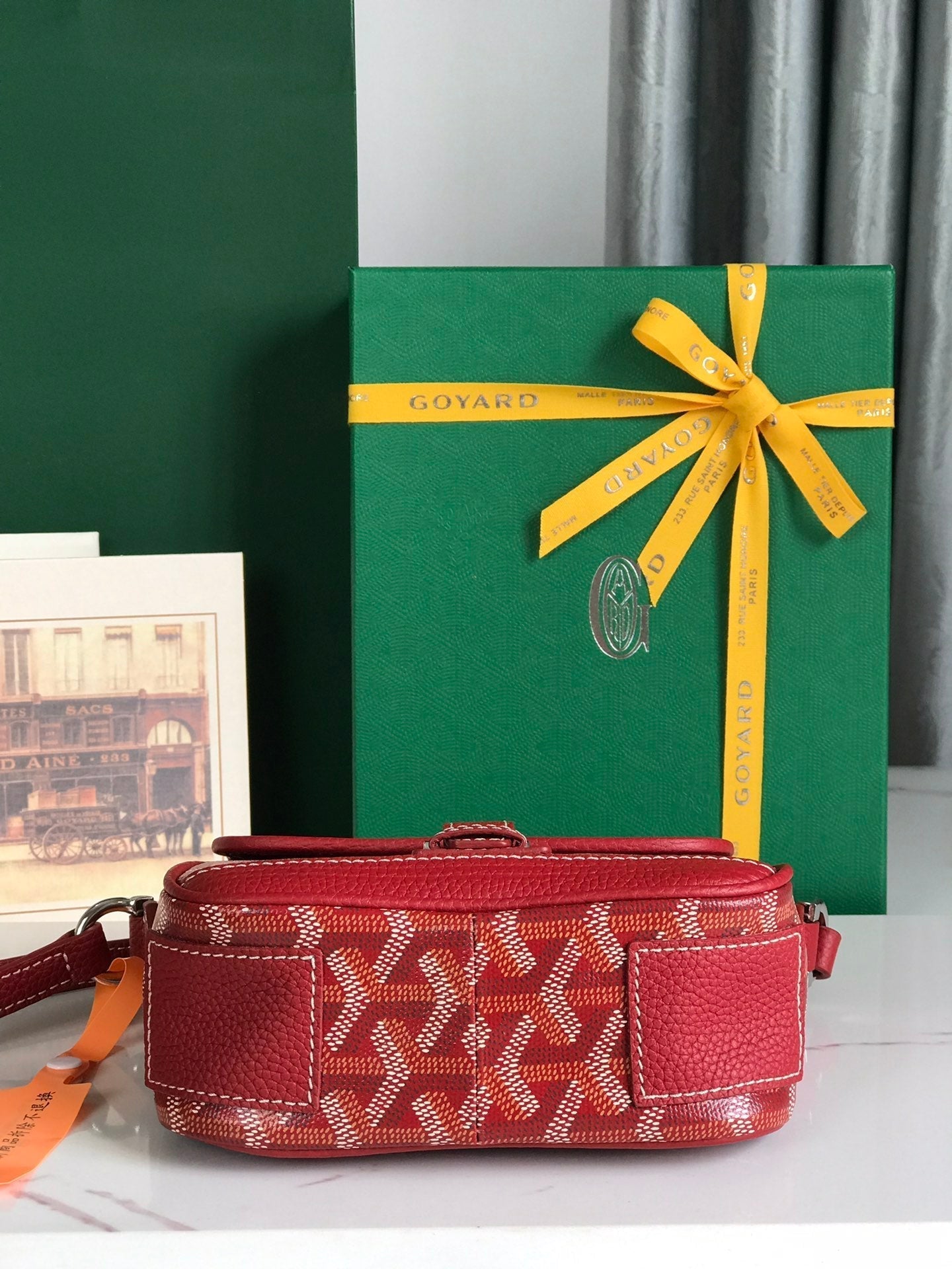 GOYARD GRAND BLEU 16 IN CLASSIC RED GOYARDINE CANVAS AND LAMBSKIN