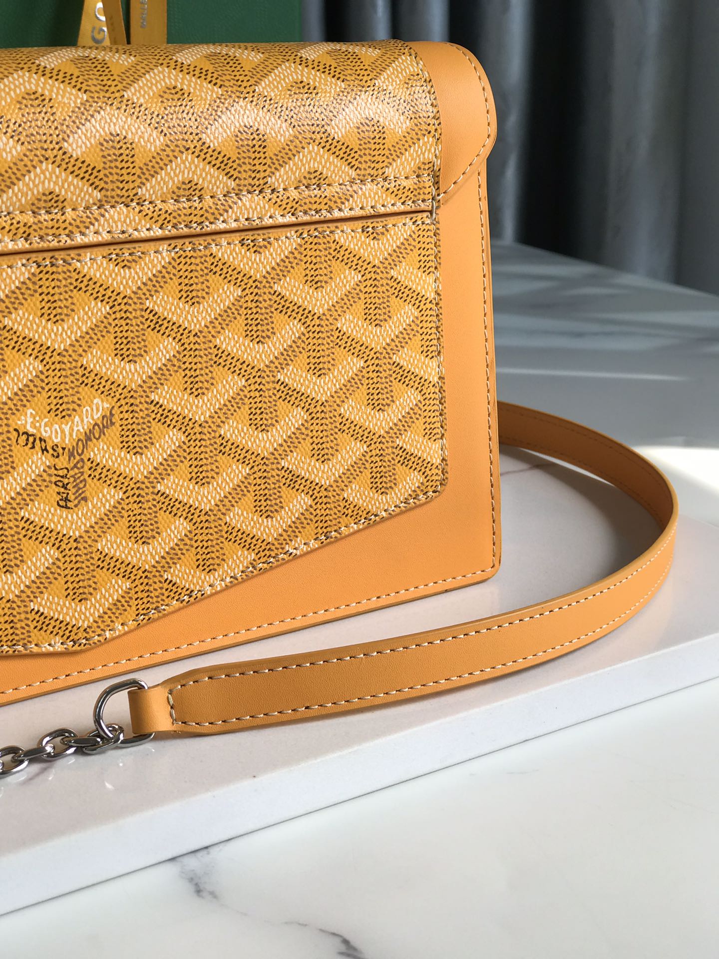 GOYARD DUCHESSE MARIE-CAROLINE BAG 25 IN YELLOW GOYARDINE CANVAS AND SMOOTH CALFSKIN