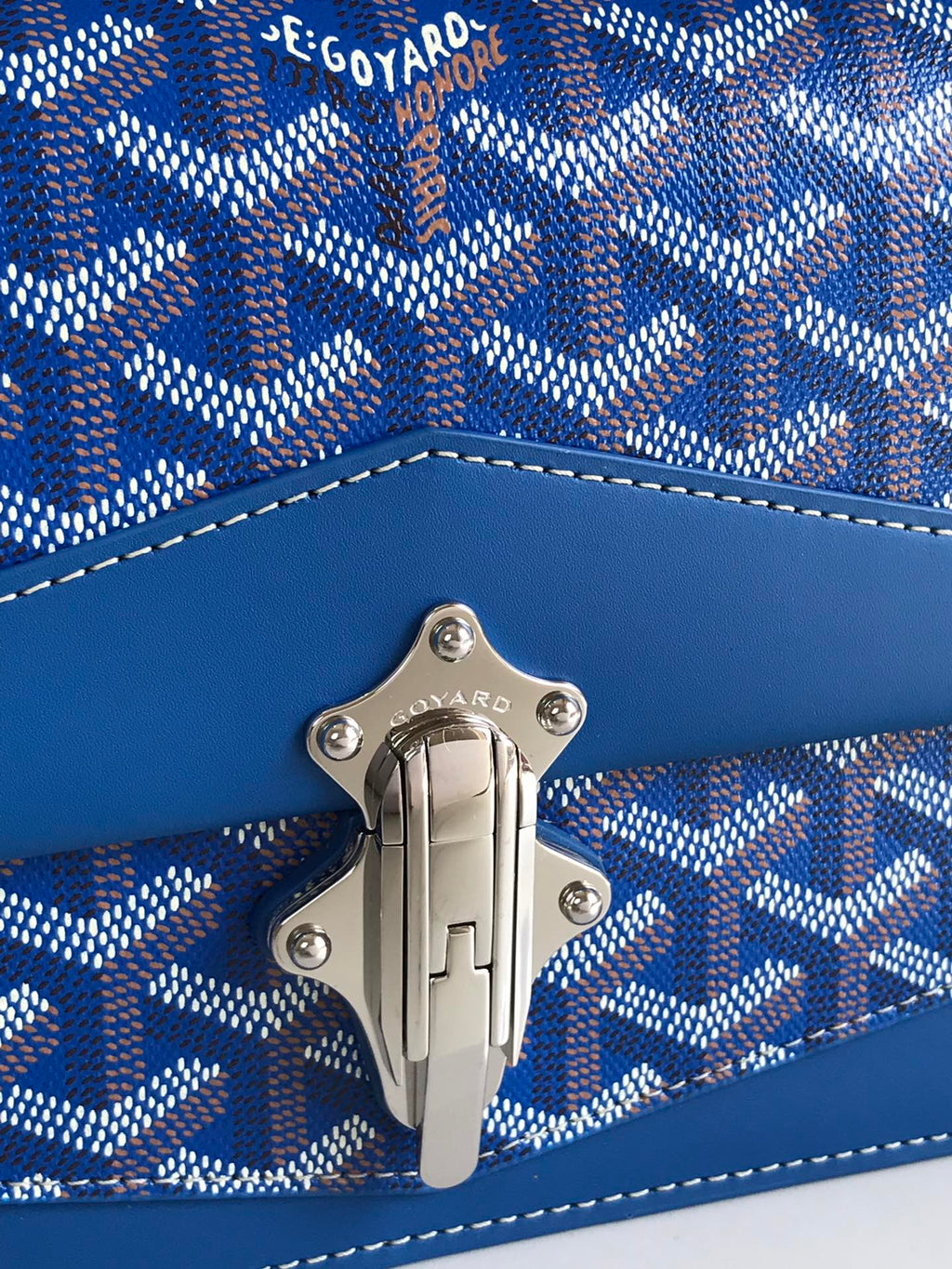 GOYARD DUCHESSE MARIE-CAROLINE BAG 25 IN SAPPHIRE BLUE GOYARDINE CANVAS AND SMOOTH CALFSKIN