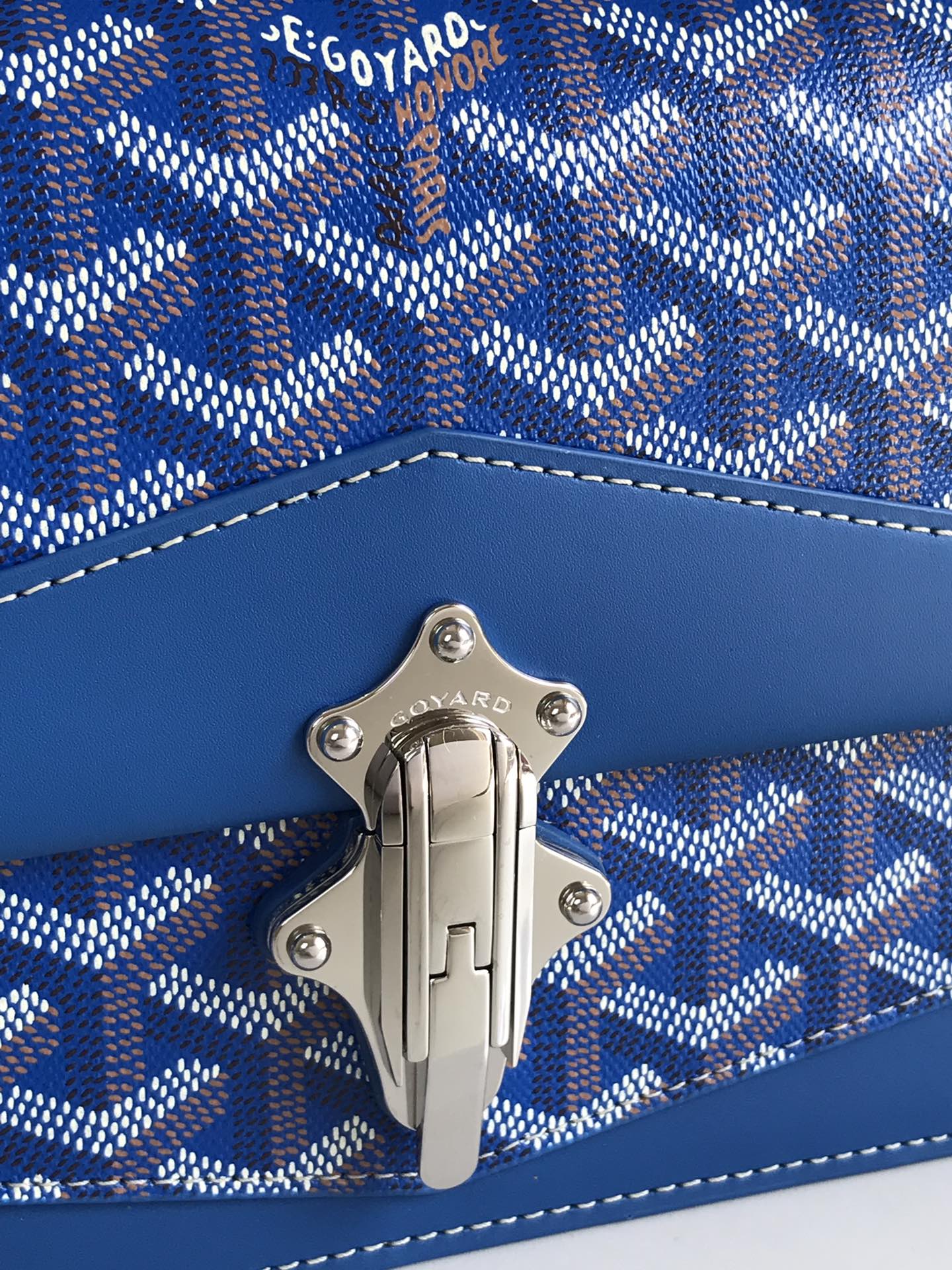 GOYARD DUCHESSE MARIE-CAROLINE BAG 25 IN SAPPHIRE BLUE GOYARDINE CANVAS AND SMOOTH CALFSKIN