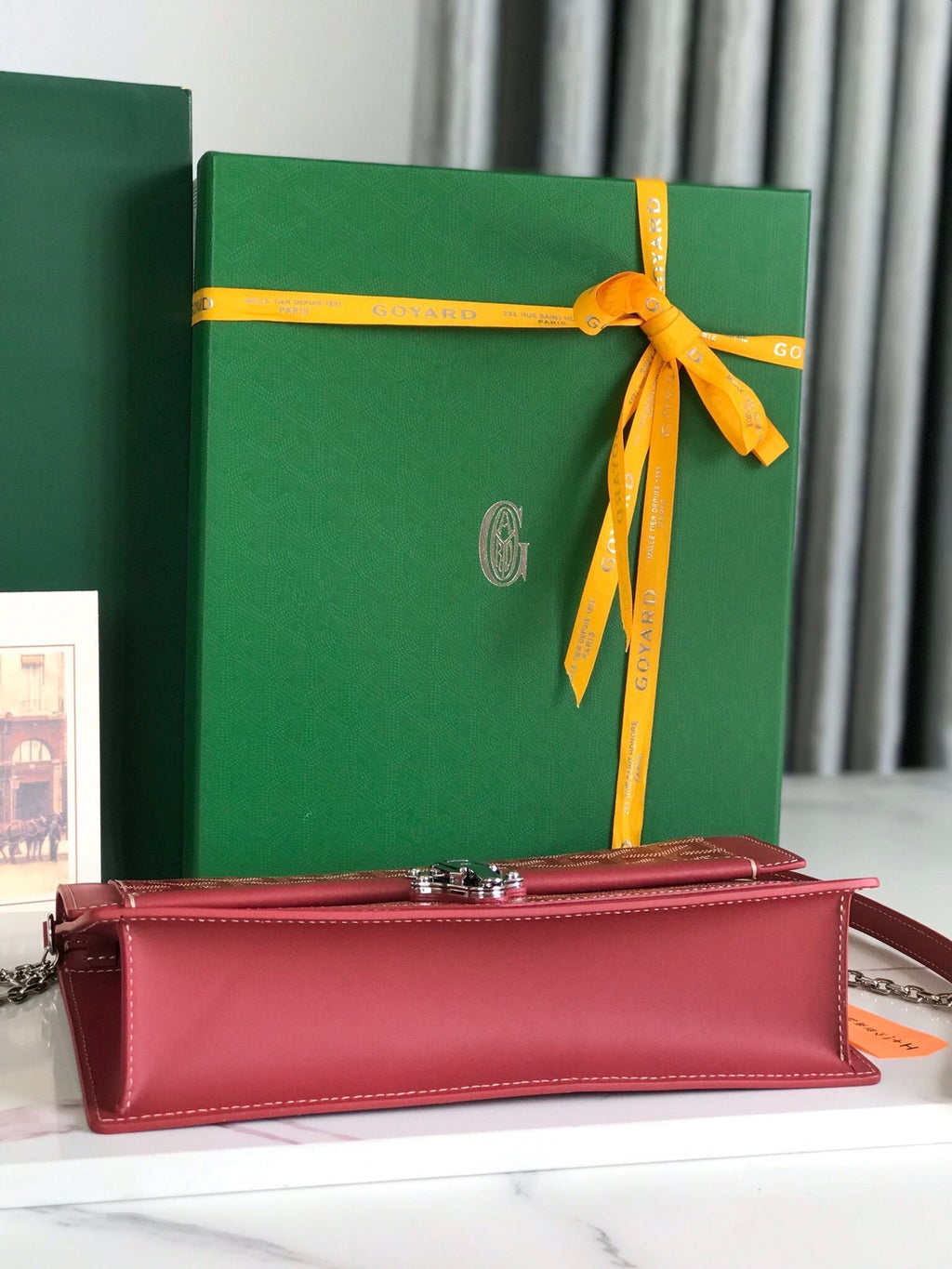 GOYARD DUCHESSE MARIE-CAROLINE BAG 25 IN RED GOYARDINE CANVAS AND SMOOTH CALFSKIN