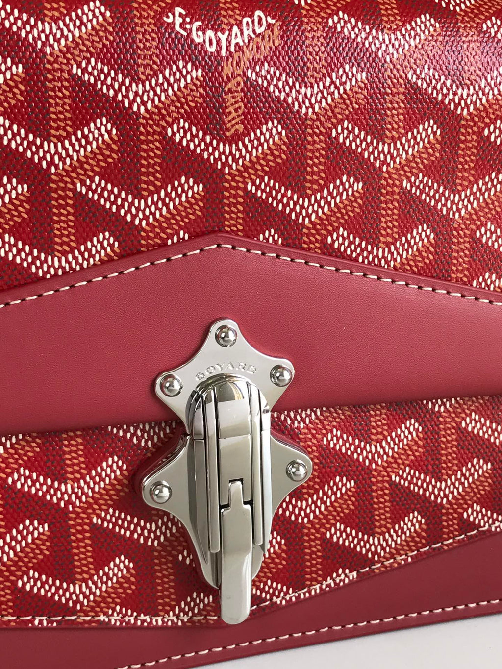 GOYARD DUCHESSE MARIE-CAROLINE BAG 25 IN RED GOYARDINE CANVAS AND SMOOTH CALFSKIN