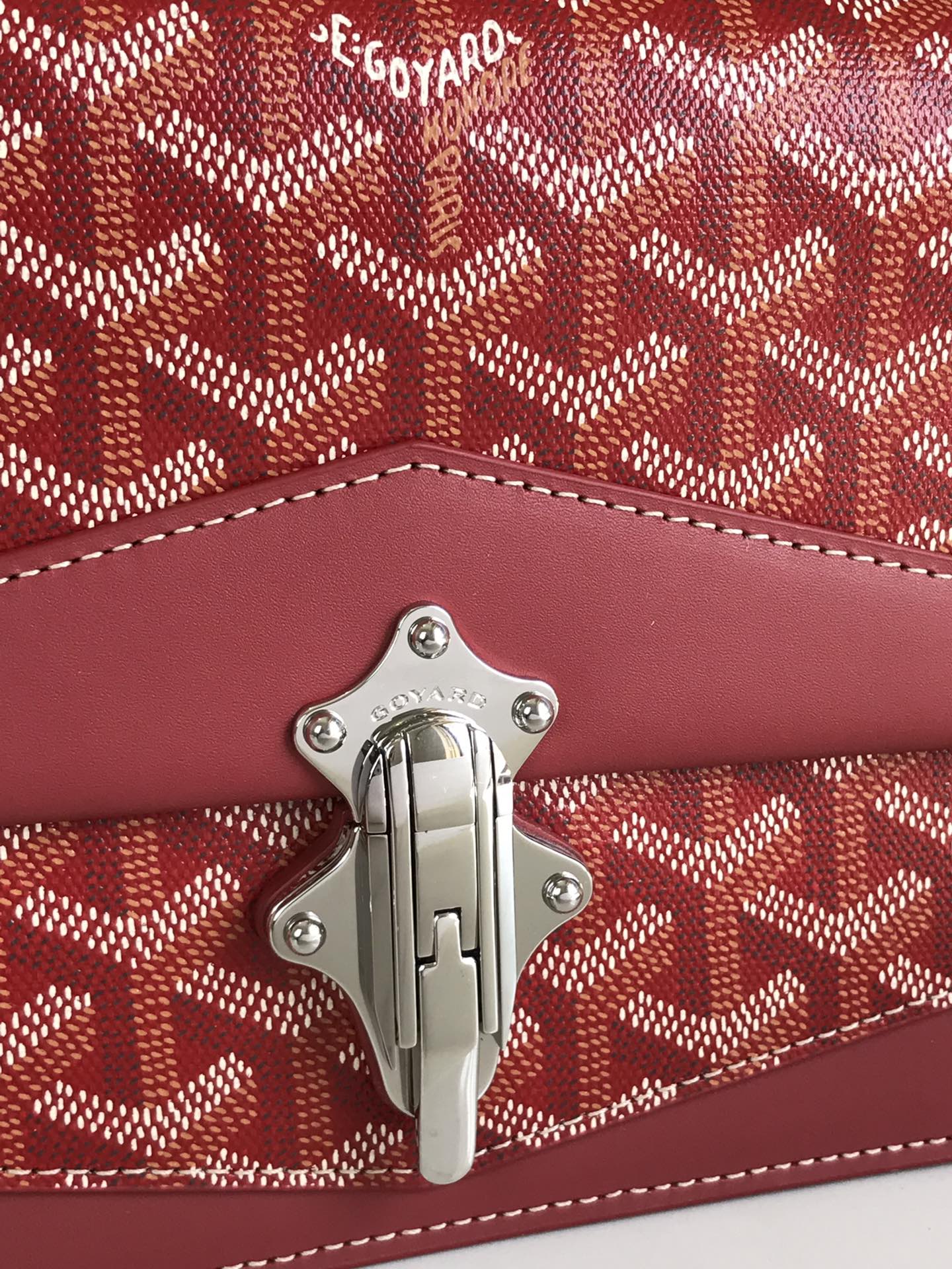 GOYARD DUCHESSE MARIE-CAROLINE BAG 25 IN RED GOYARDINE CANVAS AND SMOOTH CALFSKIN