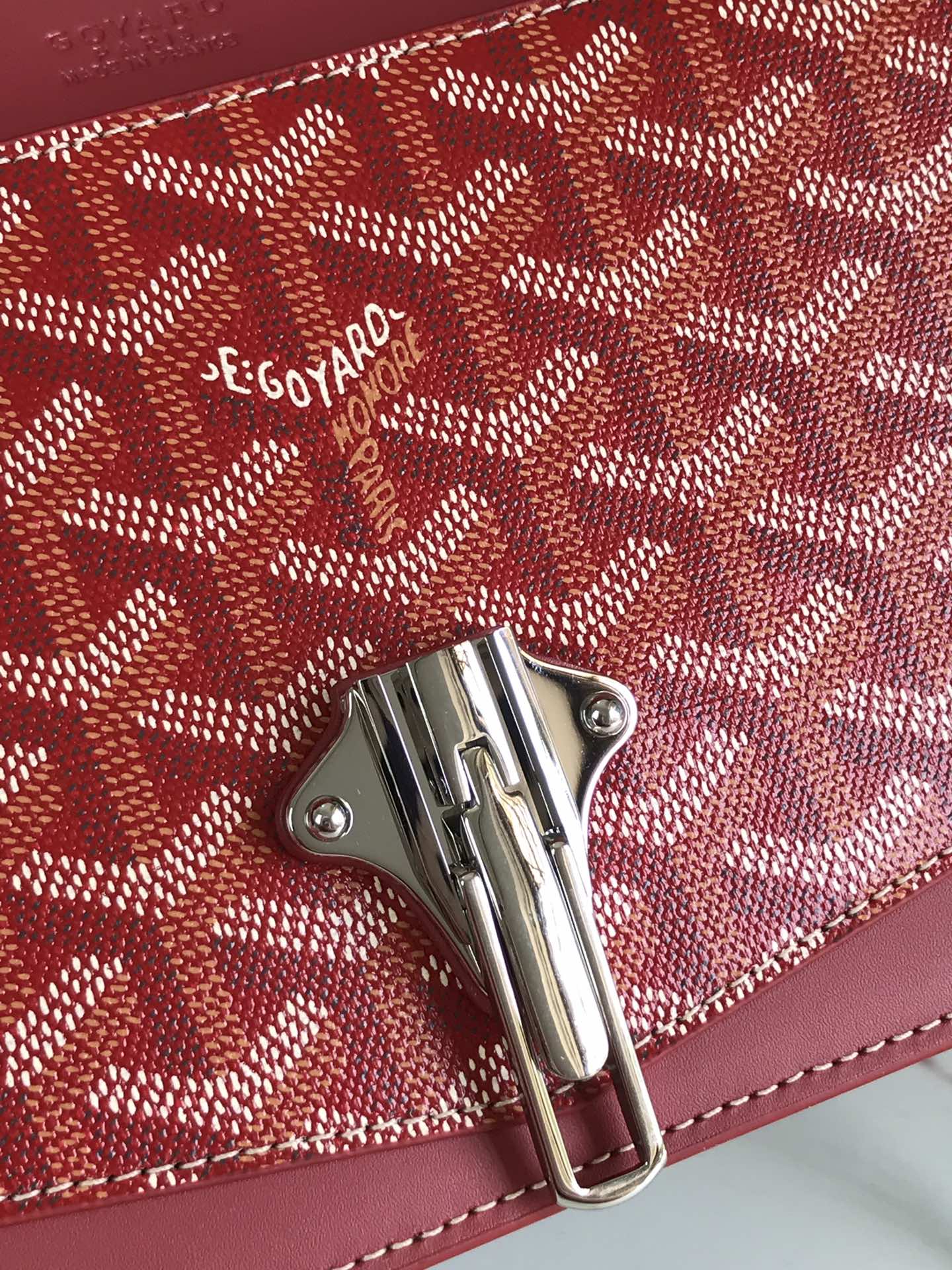 GOYARD DUCHESSE MARIE-CAROLINE BAG 25 IN RED GOYARDINE CANVAS AND SMOOTH CALFSKIN