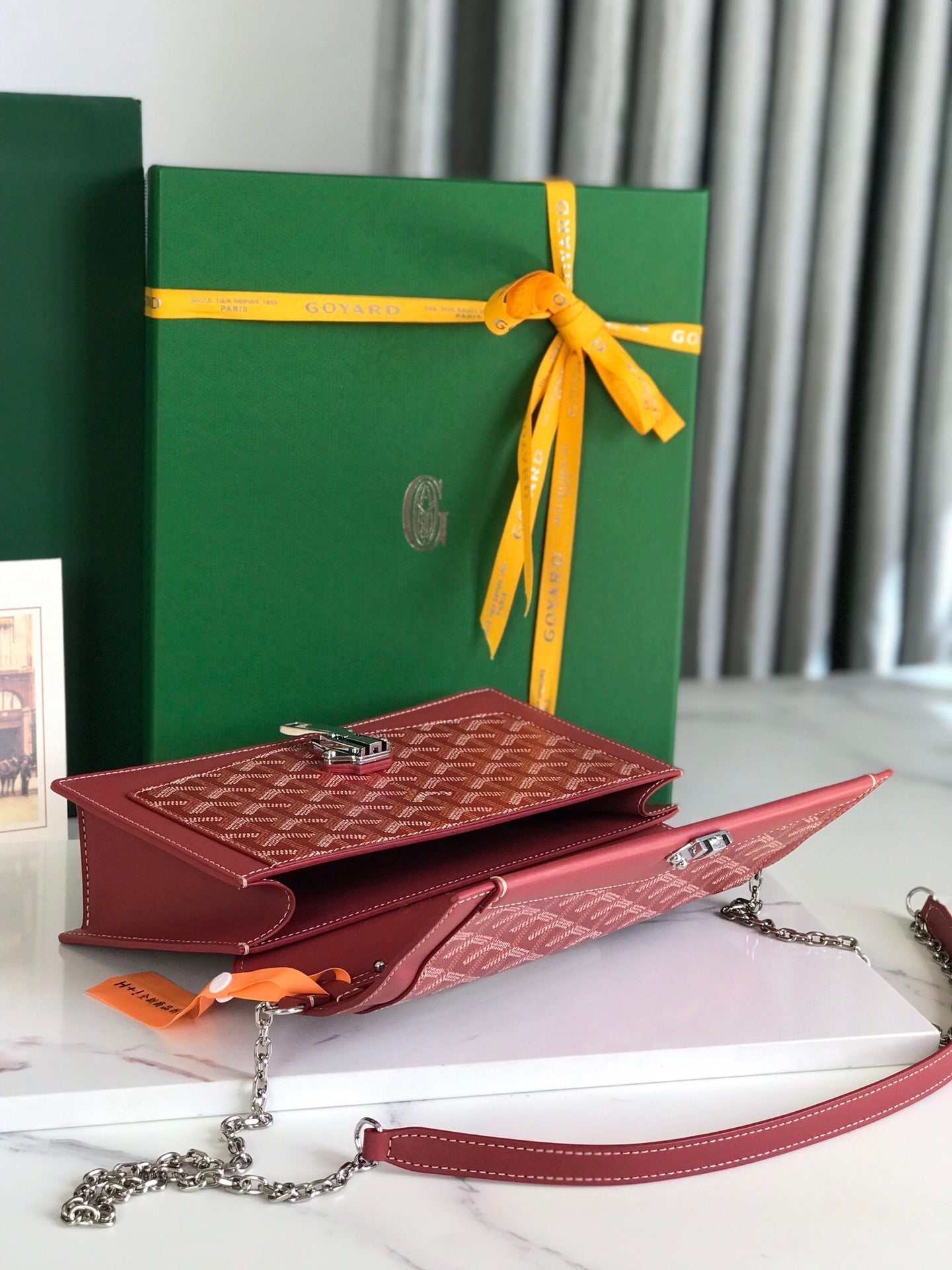 GOYARD DUCHESSE MARIE-CAROLINE BAG 25 IN RED GOYARDINE CANVAS AND SMOOTH CALFSKIN