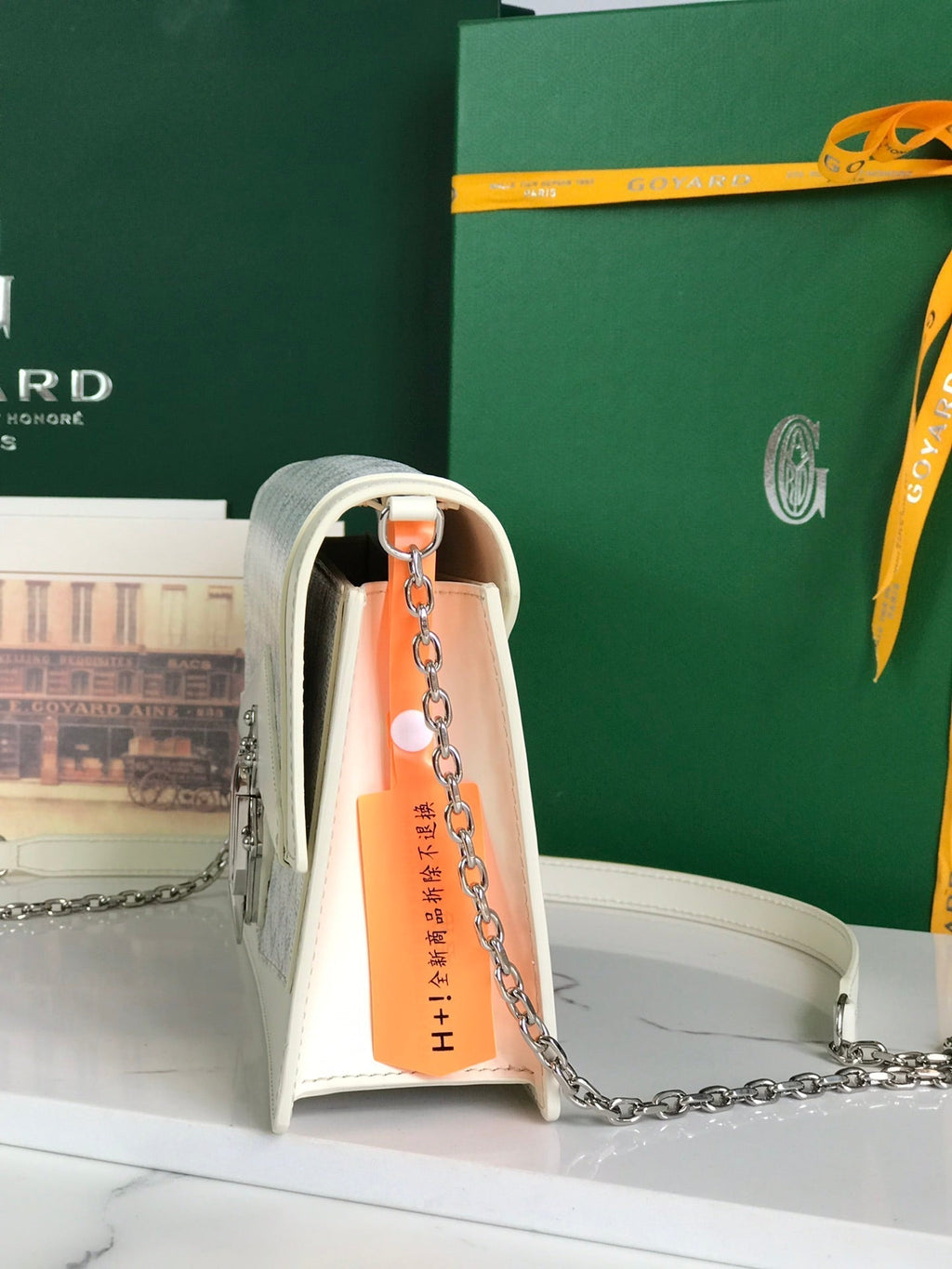 GOYARD DUCHESSE MARIE-CAROLINE BAG 25 IN WHITE GOYARDINE CANVAS AND SMOOTH CALFSKIN
