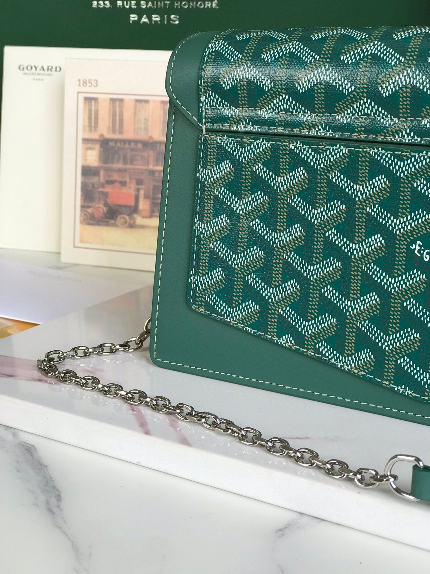 GOYARD DUCHESSE MARIE-CAROLINE BAG 25 IN GREEN GOYARDINE CANVAS AND SMOOTH CALFSKIN
