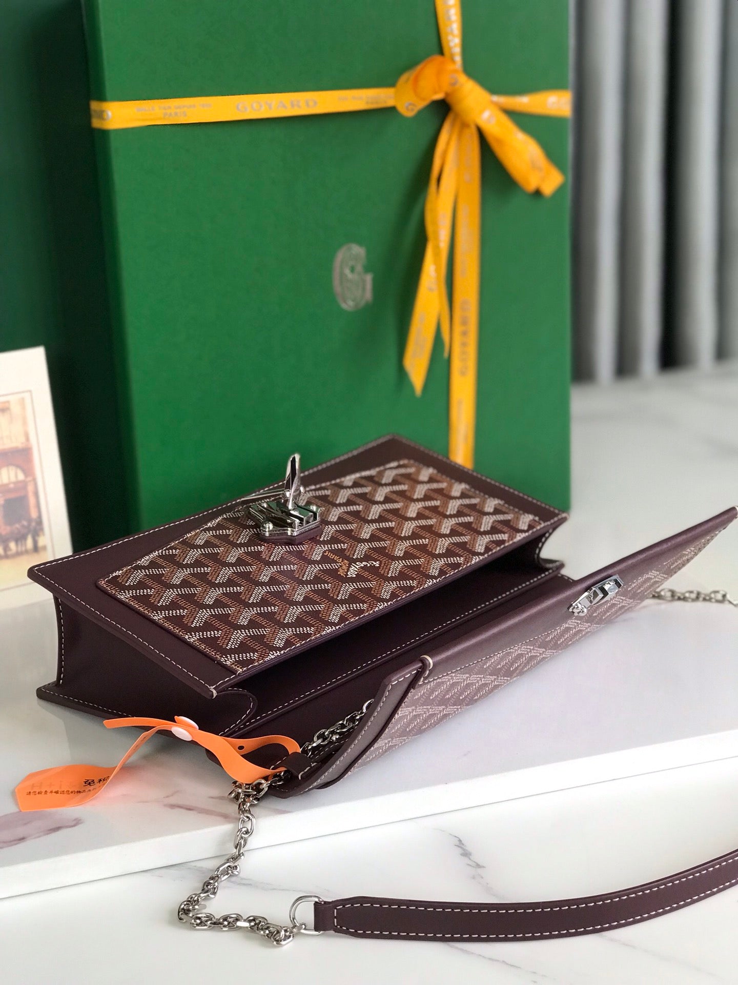 GOYARD DUCHESSE MARIE-CAROLINE BAG 25 IN WINE RED GOYARDINE CANVAS AND SMOOTH CALFSKIN