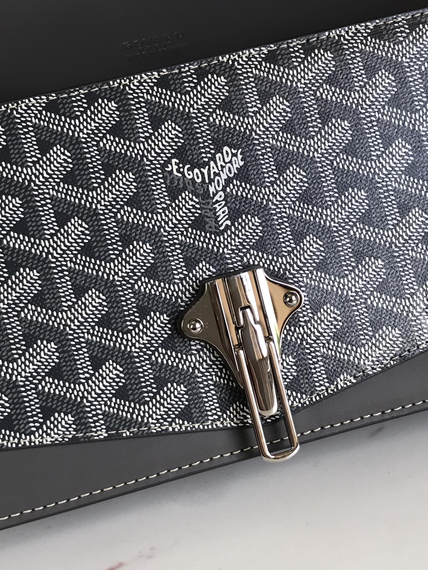 GOYARD DUCHESSE MARIE-CAROLINE BAG 25 IN GRAY GOYARDINE CANVAS AND SMOOTH CALFSKIN