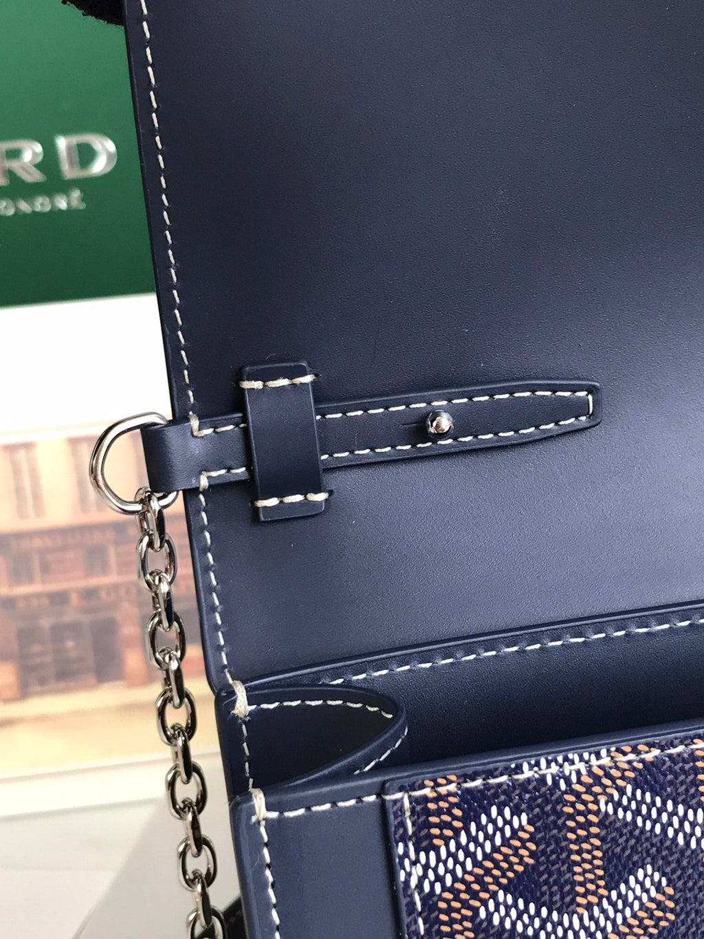 GOYARD DUCHESSE MARIE-CAROLINE BAG 25 IN NAVY BLUE GOYARDINE CANVAS AND SMOOTH CALFSKIN