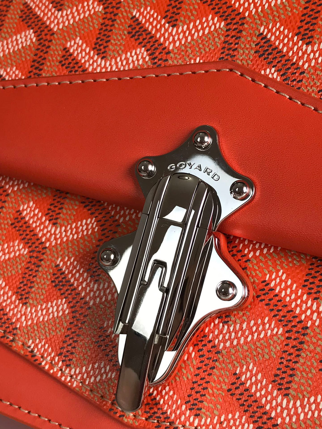 GOYARD DUCHESSE MARIE-CAROLINE BAG 25 IN ORANGE GOYARDINE CANVAS AND SMOOTH CALFSKIN