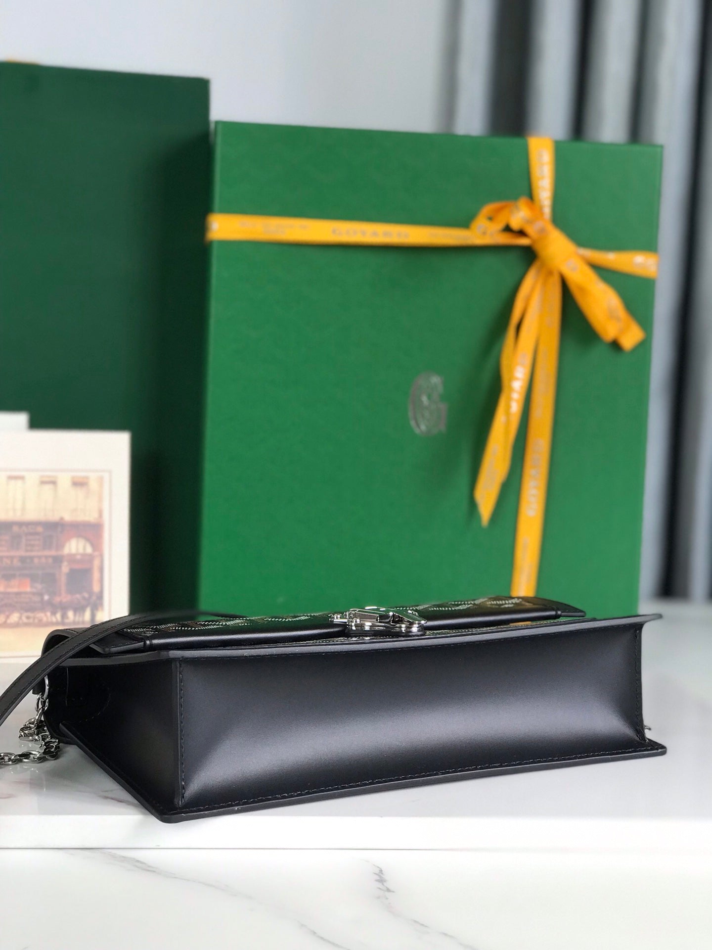 GOYARD DUCHESSE MARIE-CAROLINE BAG 25 IN BLACK GOYARDINE CANVAS AND SMOOTH CALFSKIN