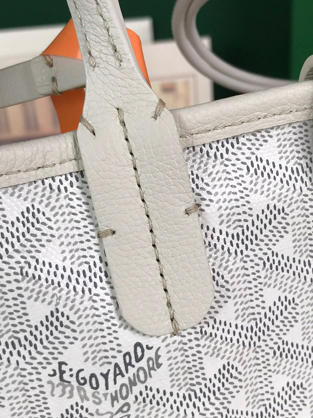 GOYARD ANJOU MINI BAG 20 IN WHITE CALFSKIN AND GOYARDINE CANVAS