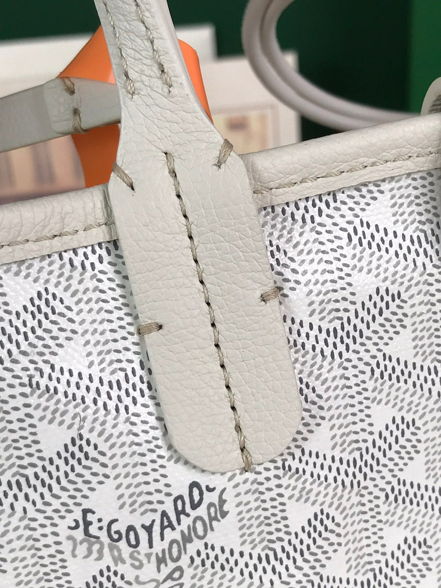 GOYARD ANJOU MINI BAG 20 IN WHITE CALFSKIN AND GOYARDINE CANVAS