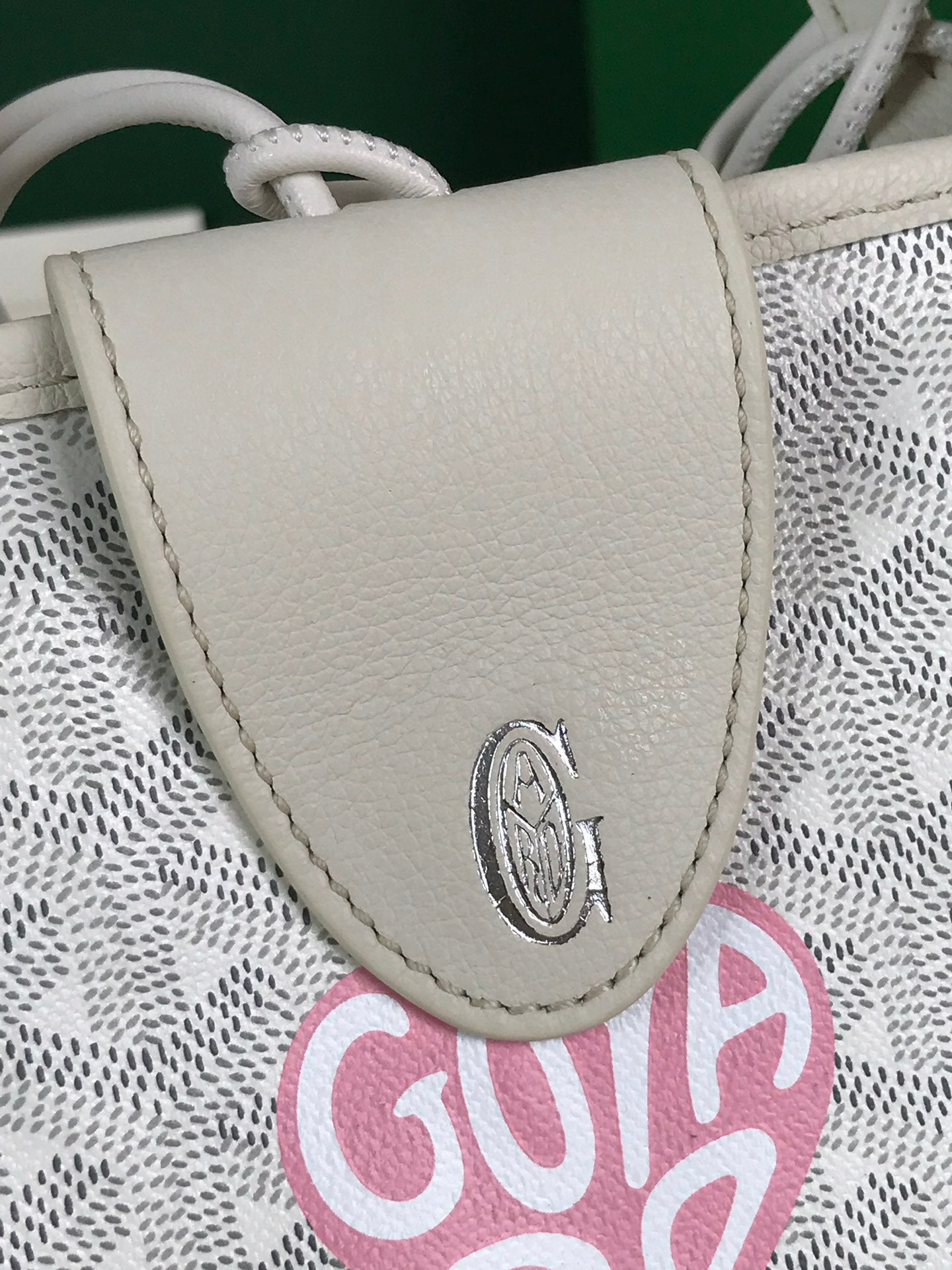 GOYARD ANJOU MINI BAG 20 IN WHITE CALFSKIN AND GOYARDINE CANVAS