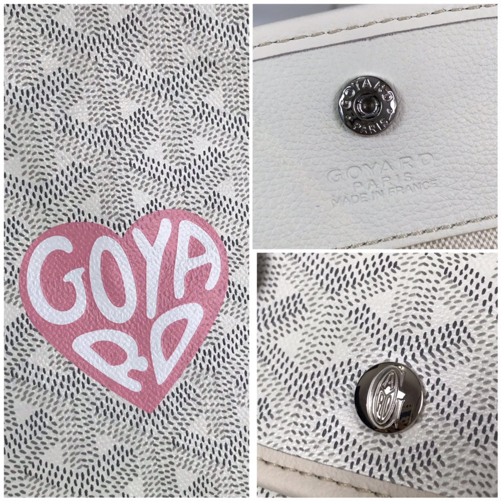 GOYARD ANJOU MINI BAG 20 IN WHITE CALFSKIN AND GOYARDINE CANVAS