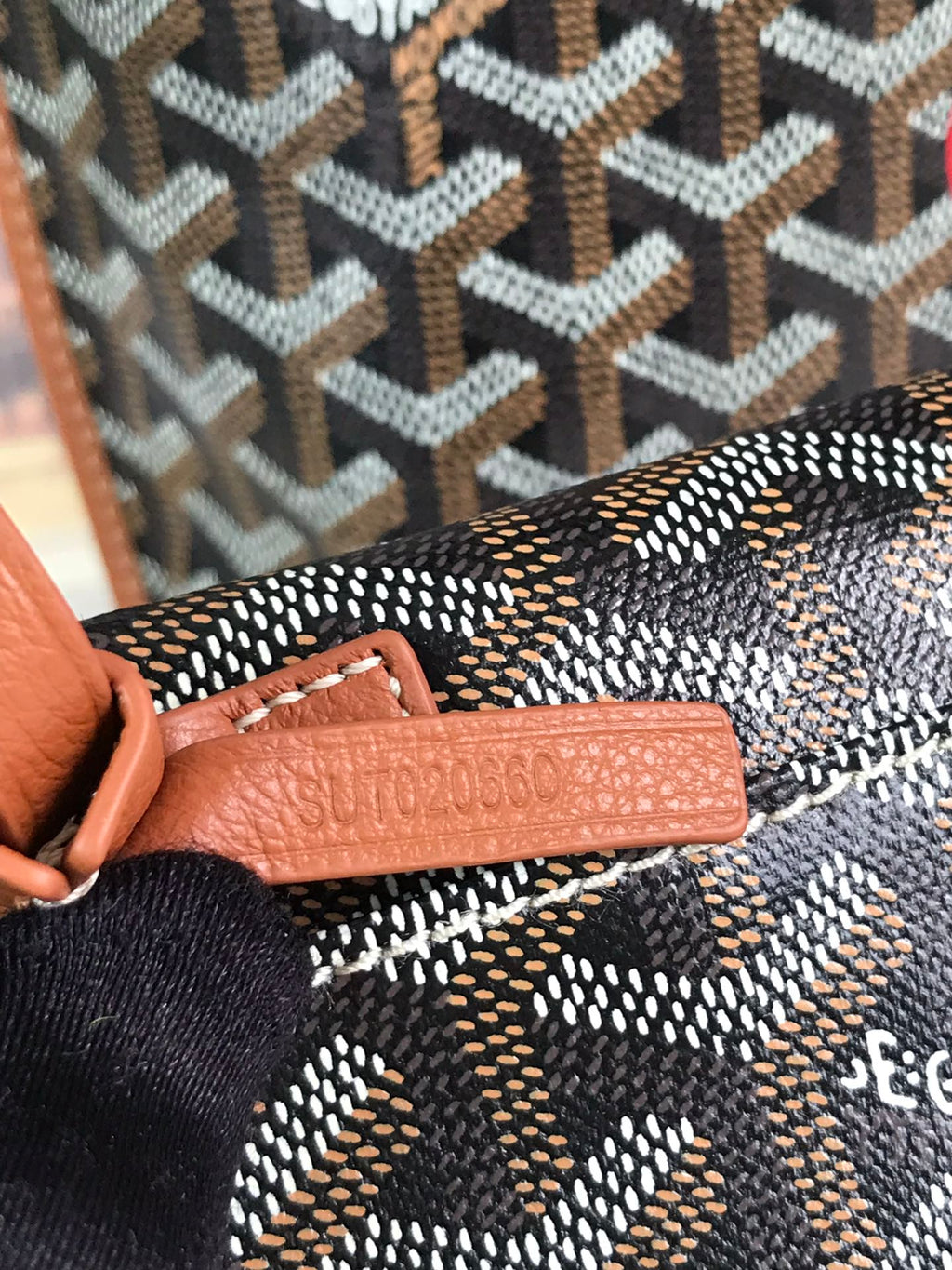 GOYARD ANJOU MINI BAG 20 IN TAN CALFSKIN AND BLACK GOYARDINE CANVAS