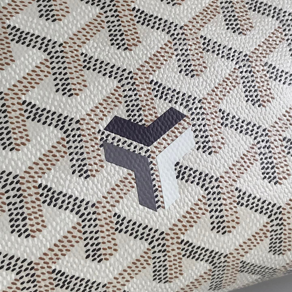 GOYARD ROUETTE SOUPLE BAG 30 IN WHITE GOYARDINE CANVAS AND CALFSKIN