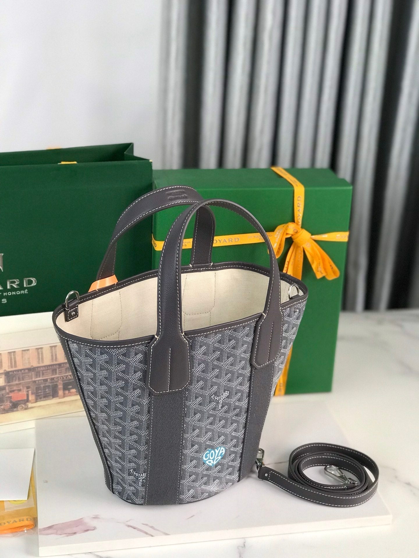 GOYARD SMALL BELHARRA 24 IN GRAY GOYARDINE CANVAS AND LAMBSKIN